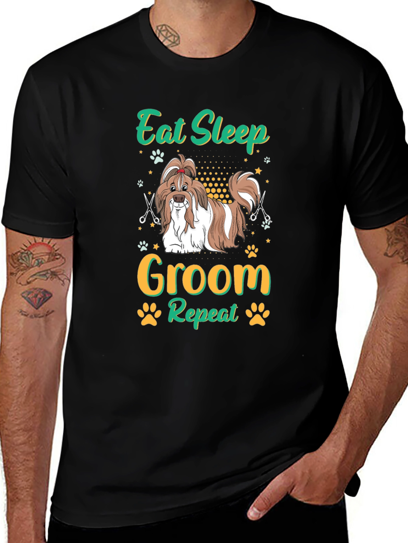 Variant 19 of Eat Sleep Groom Repeat T-Shirt - Dog Groomer Tee