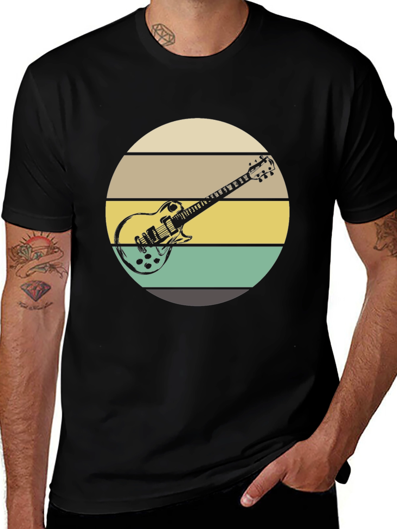 Retro Guitar T-Shirt - Vintage Style Rock Tee