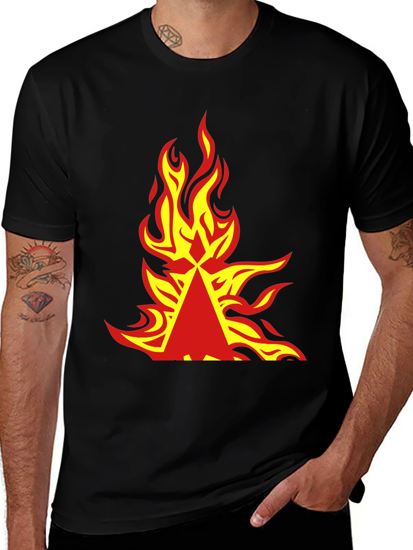 Variant 27 of Fiery Graphic Tee - Bold Flame Design