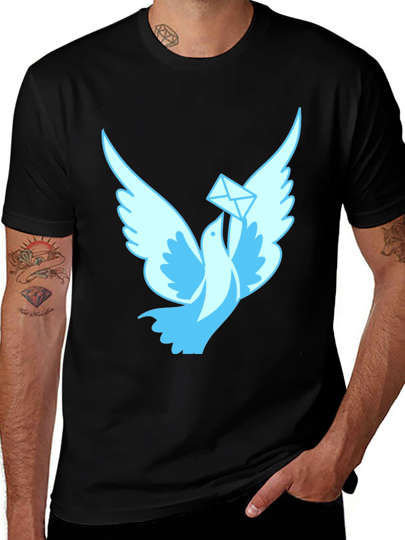 Dove With Letter Graphic T-Shirt
