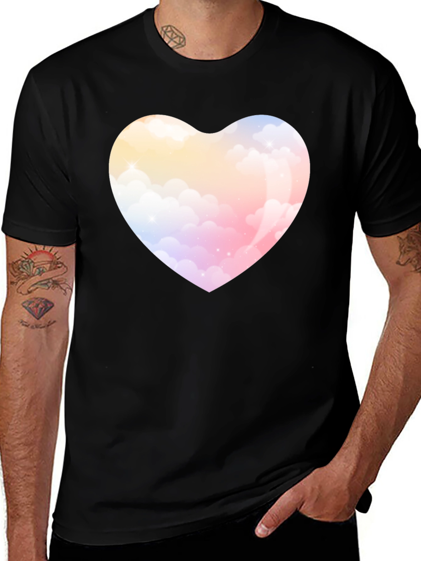 Variant 16 of Cloud Heart Graphic Tee - Soft Style Black T-Shirt