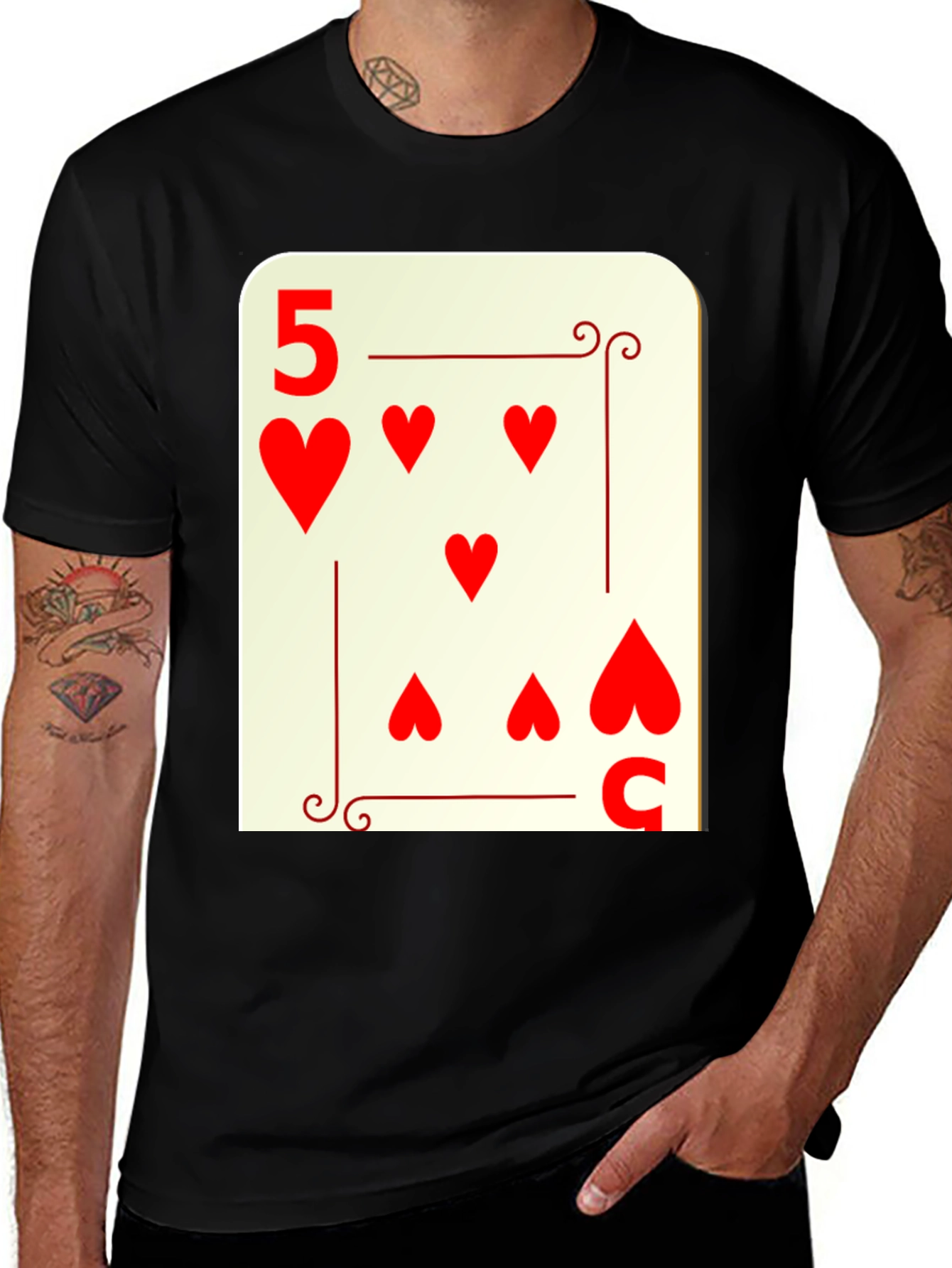 Variant 2 of 5 of Hearts Graphic Tee - Lucky Card Shirt