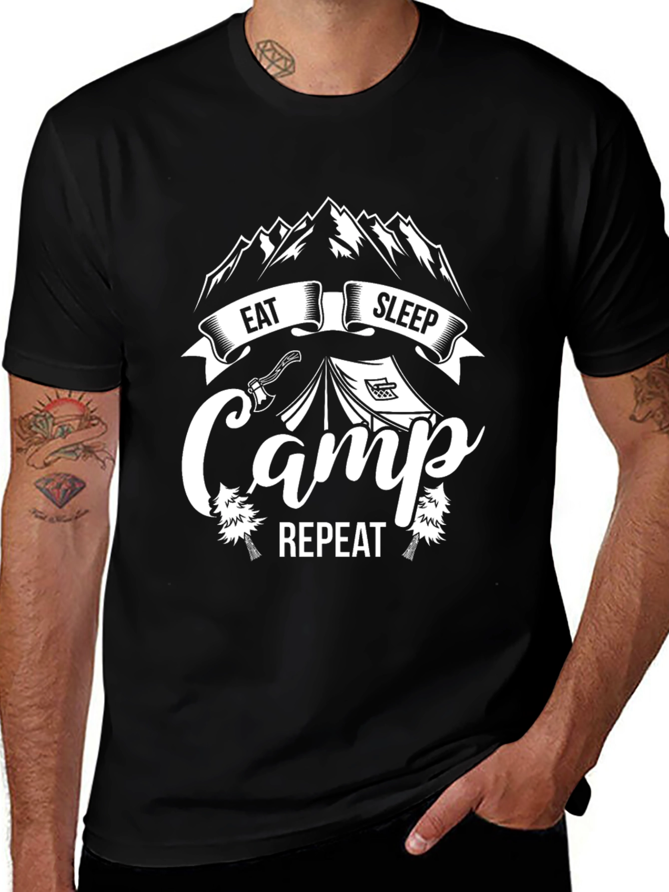 Variant 15 of Eat Sleep Camp Repeat Graphic Tee