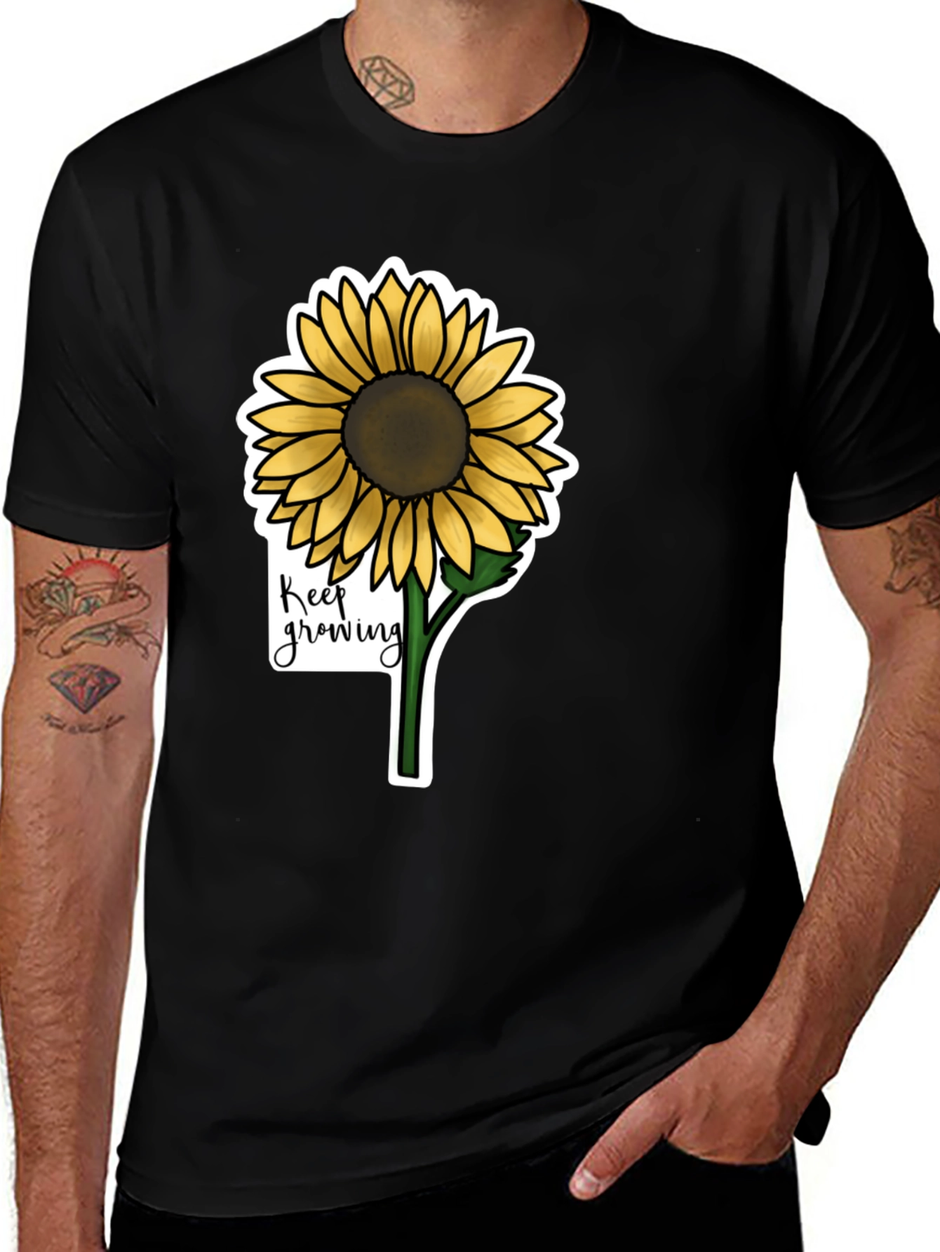 Variant 21 of Sunflower Keep Growing Black T-Shirt