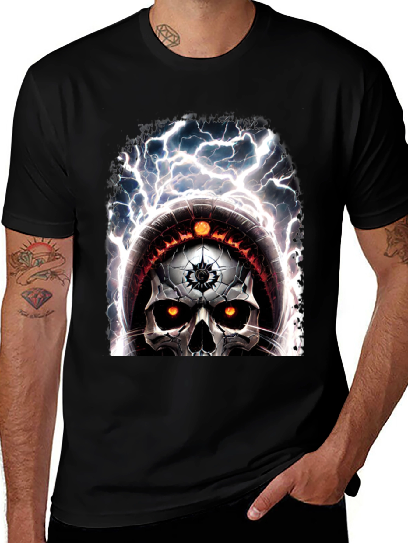Skull Graphic Tee - Lightning Design