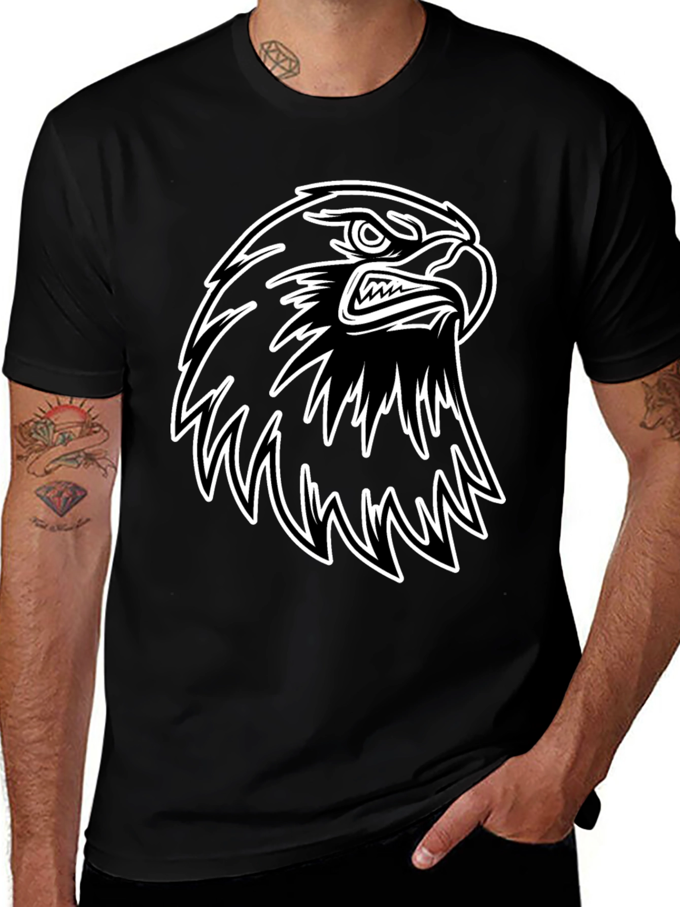 Variant 11 of Bold Eagle Graphic Black T-Shirt