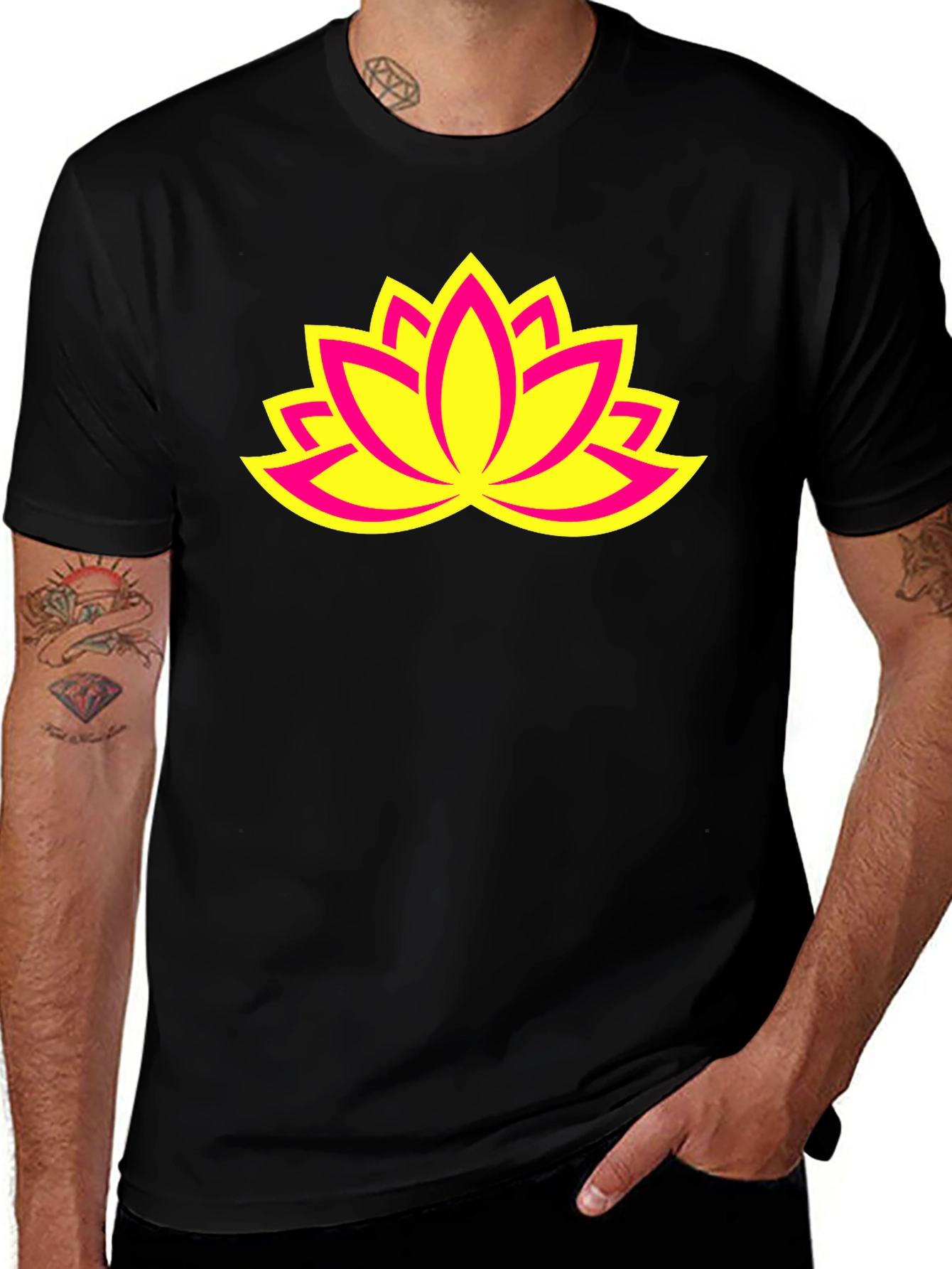 Variant 3 of Lotus Flower Graphic Tee - Black