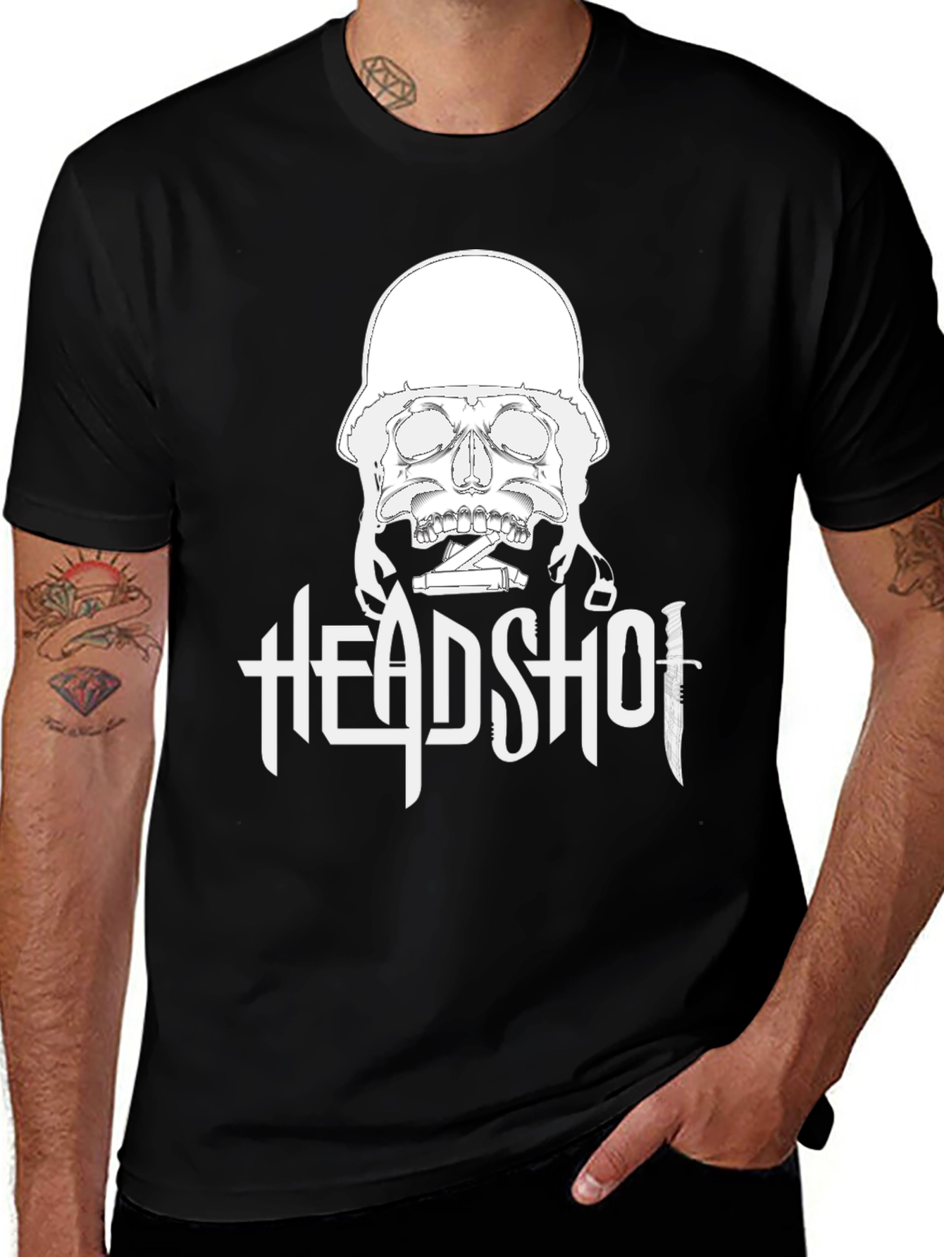 Variant 26 of Headshot Skull Graphic Tee - Black Cotton T-Shirt