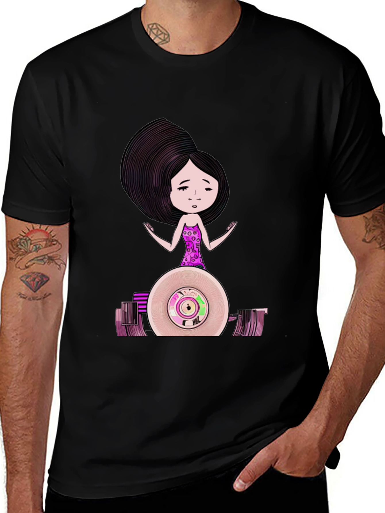 Variant 16 of Whimsical Girl & Vinyl Record Graphic Tee