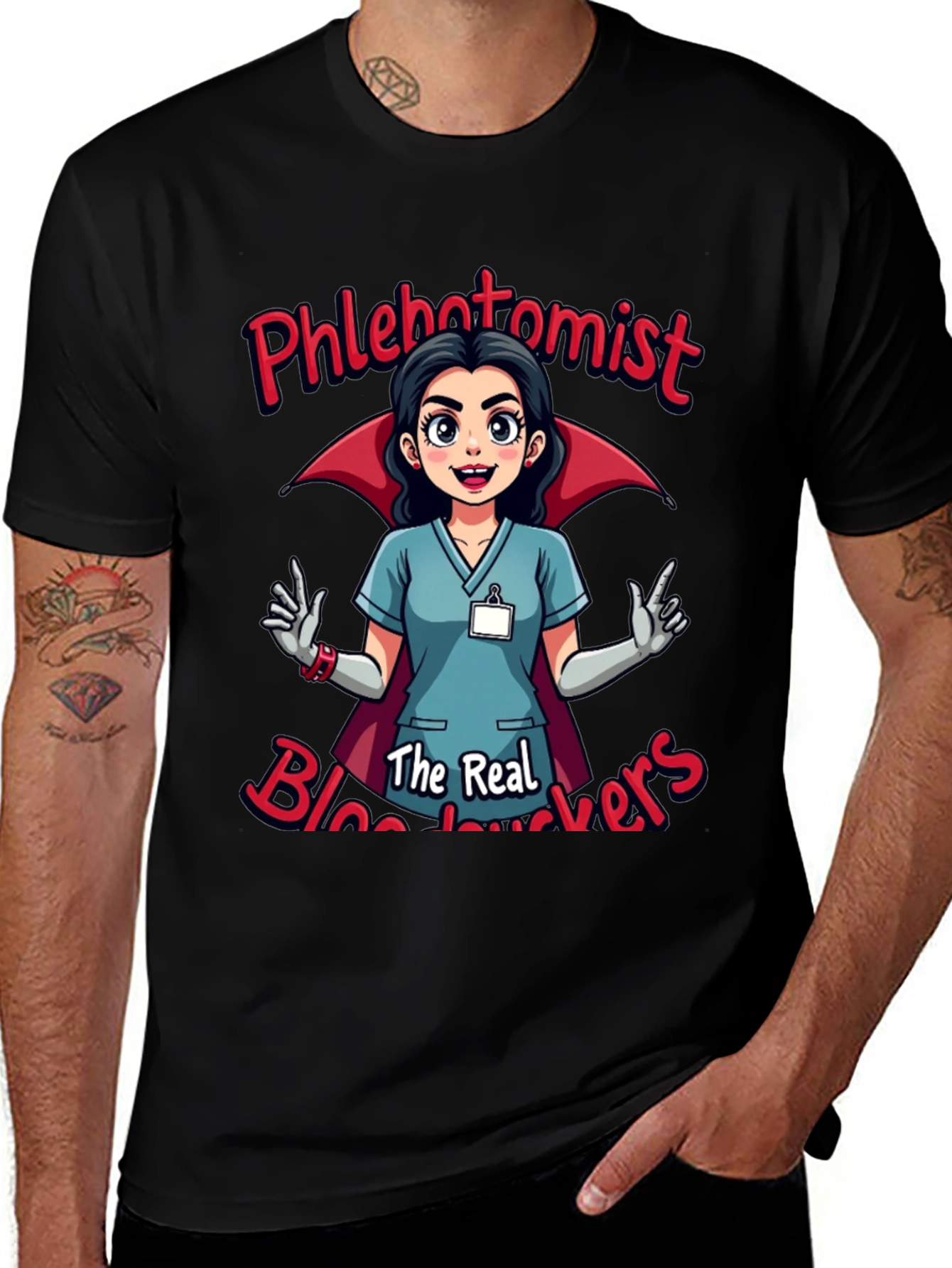 Variant 28 of Phlebotomist Vampire T-Shirt - Blood Suckers Tee