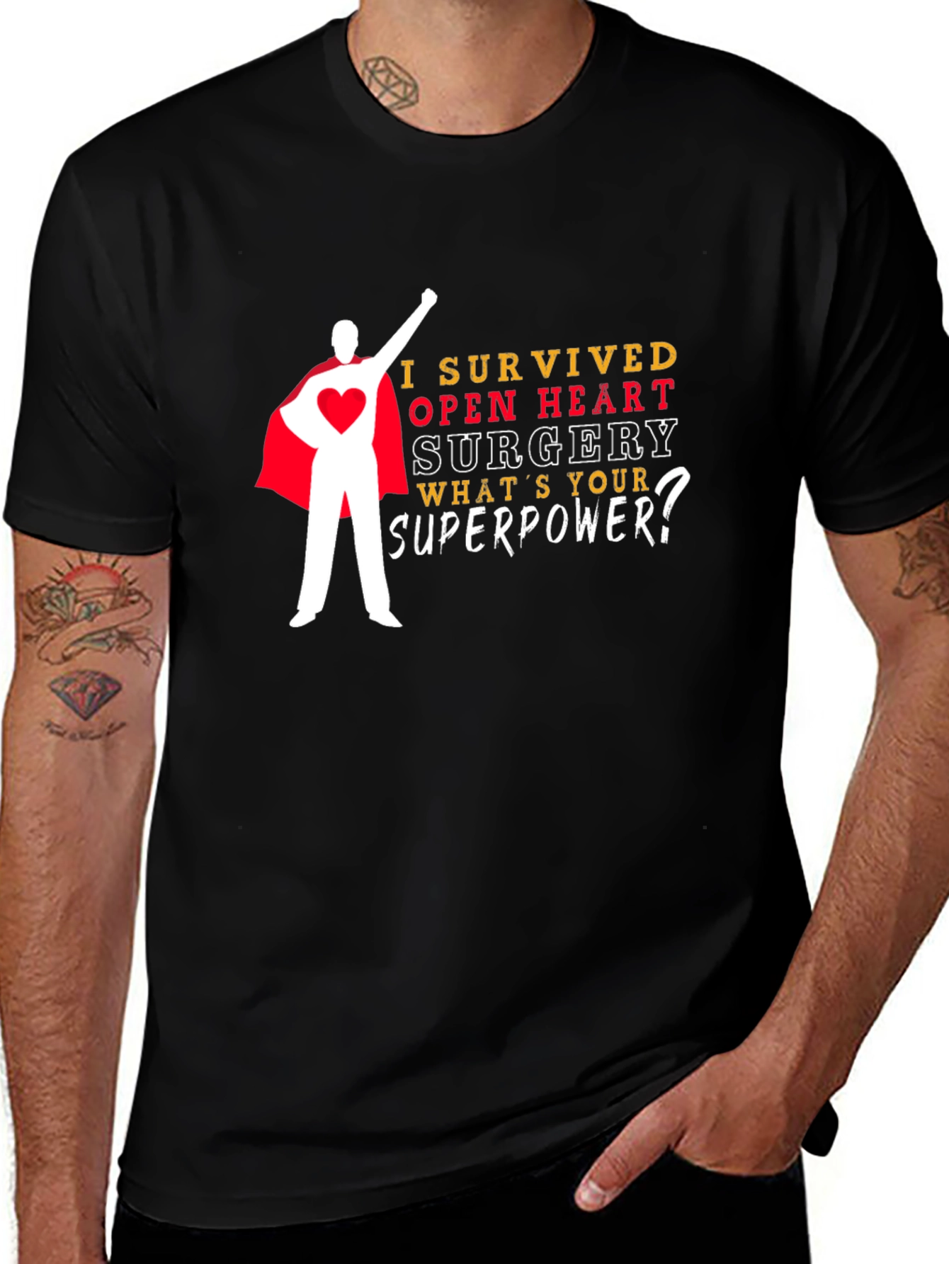 Variant 3 of Open Heart Surgery Survivor Superhero T-Shirt