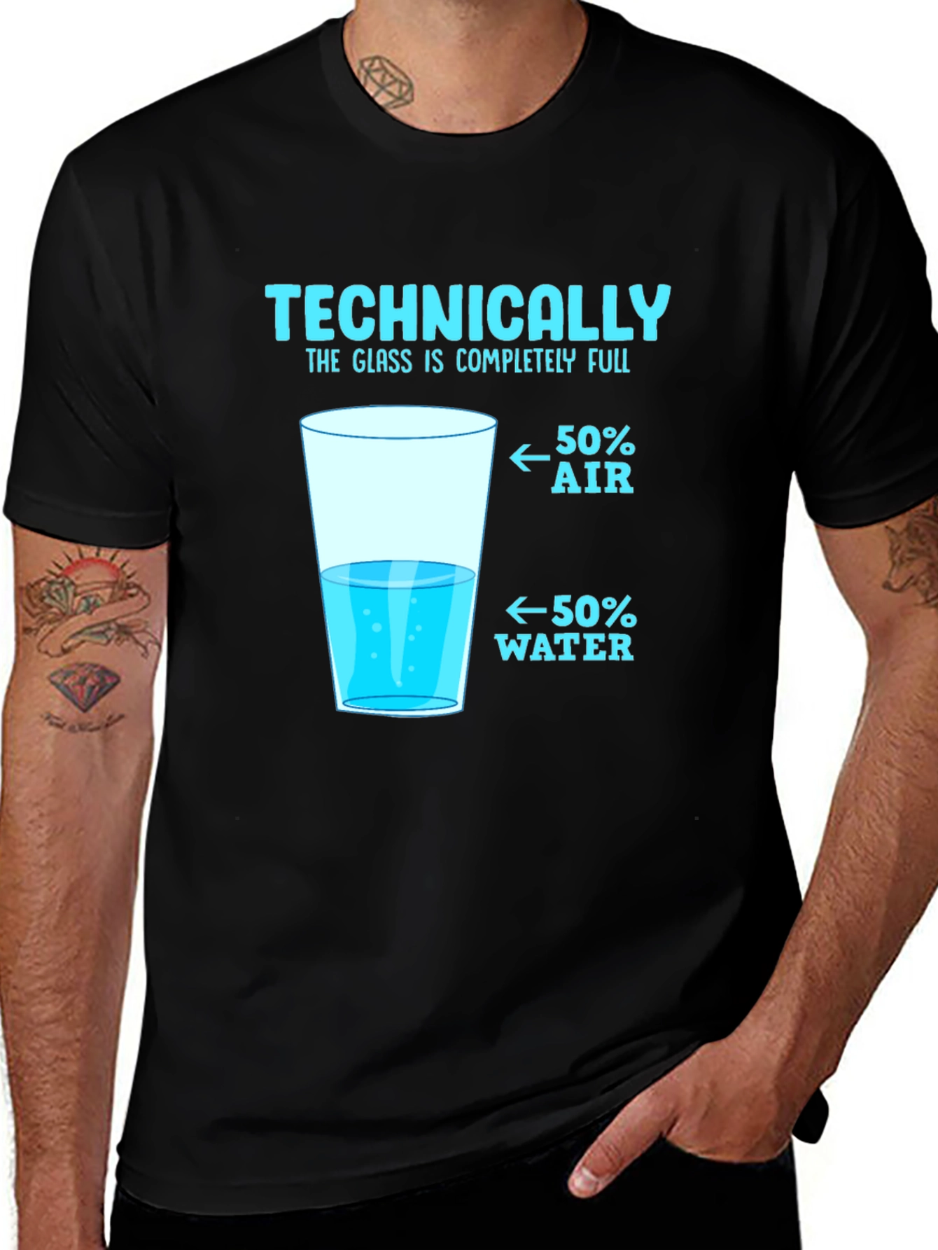 Variant 23 of Technically Full Glass Graphic Tee - Funny Sarcastic Shirt
