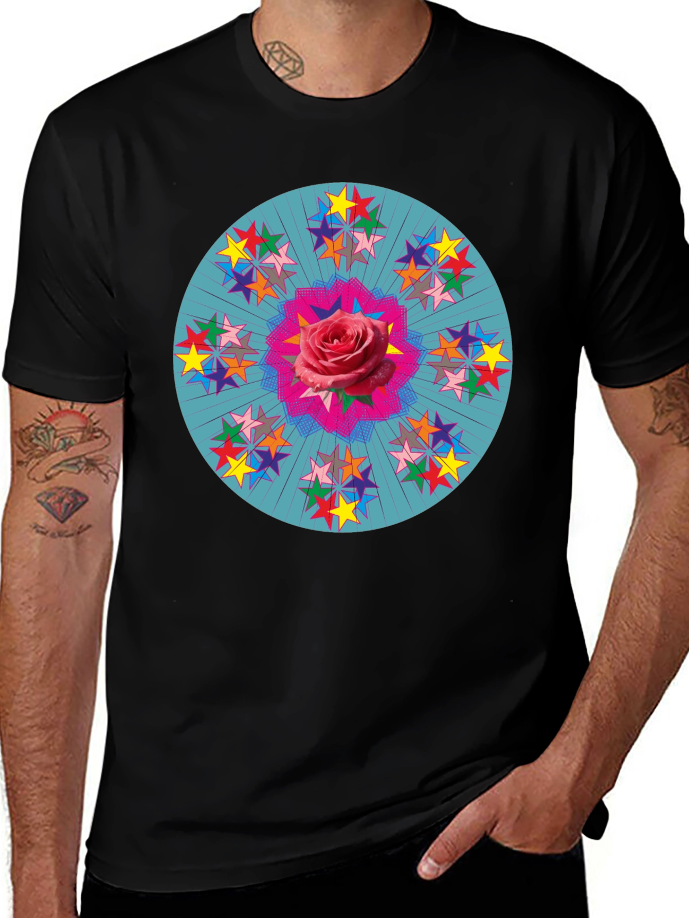 Rose Star Mandala Graphic T-Shirt
