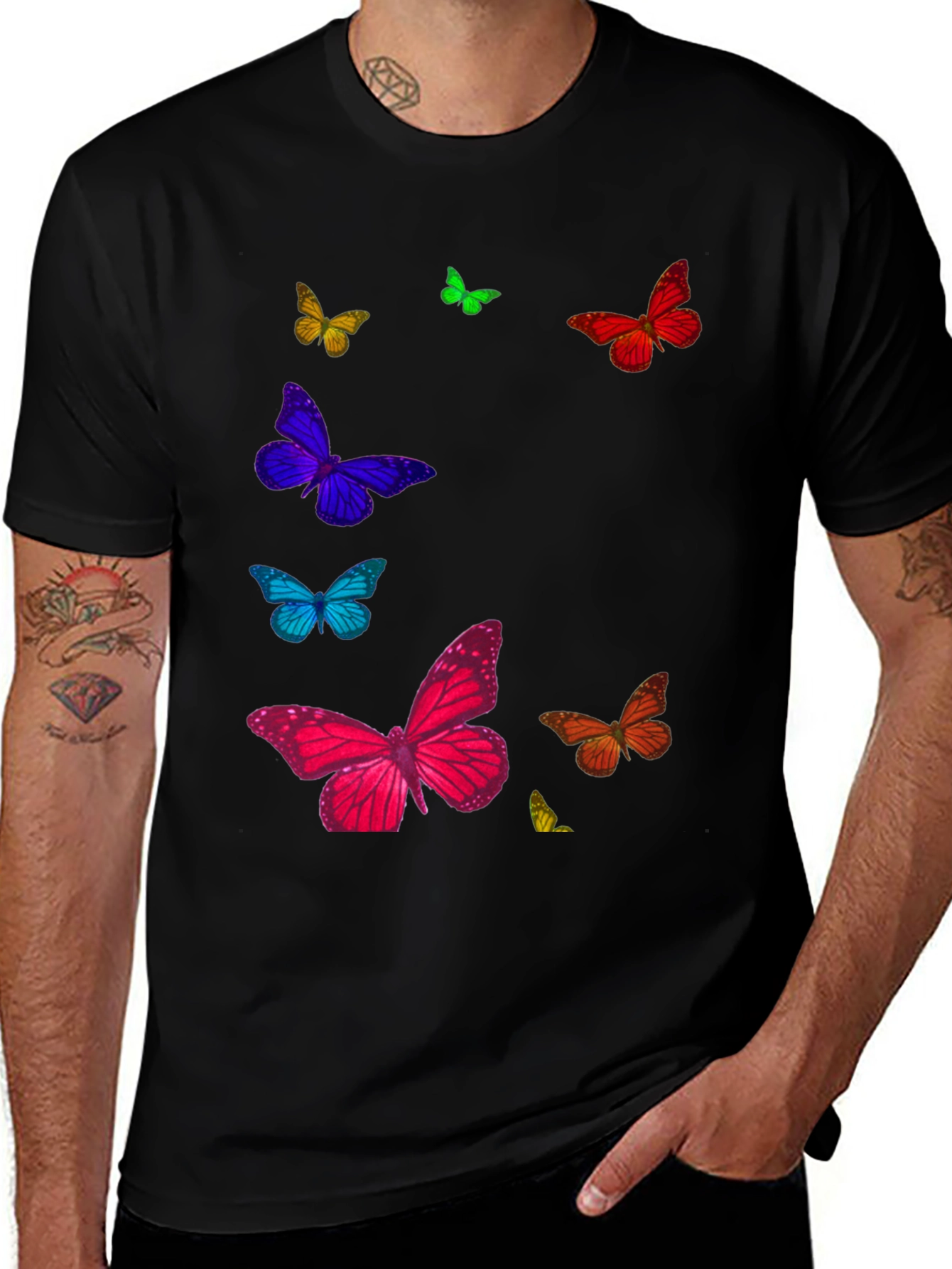 Variant 19 of Butterfly Print Black T-Shirt