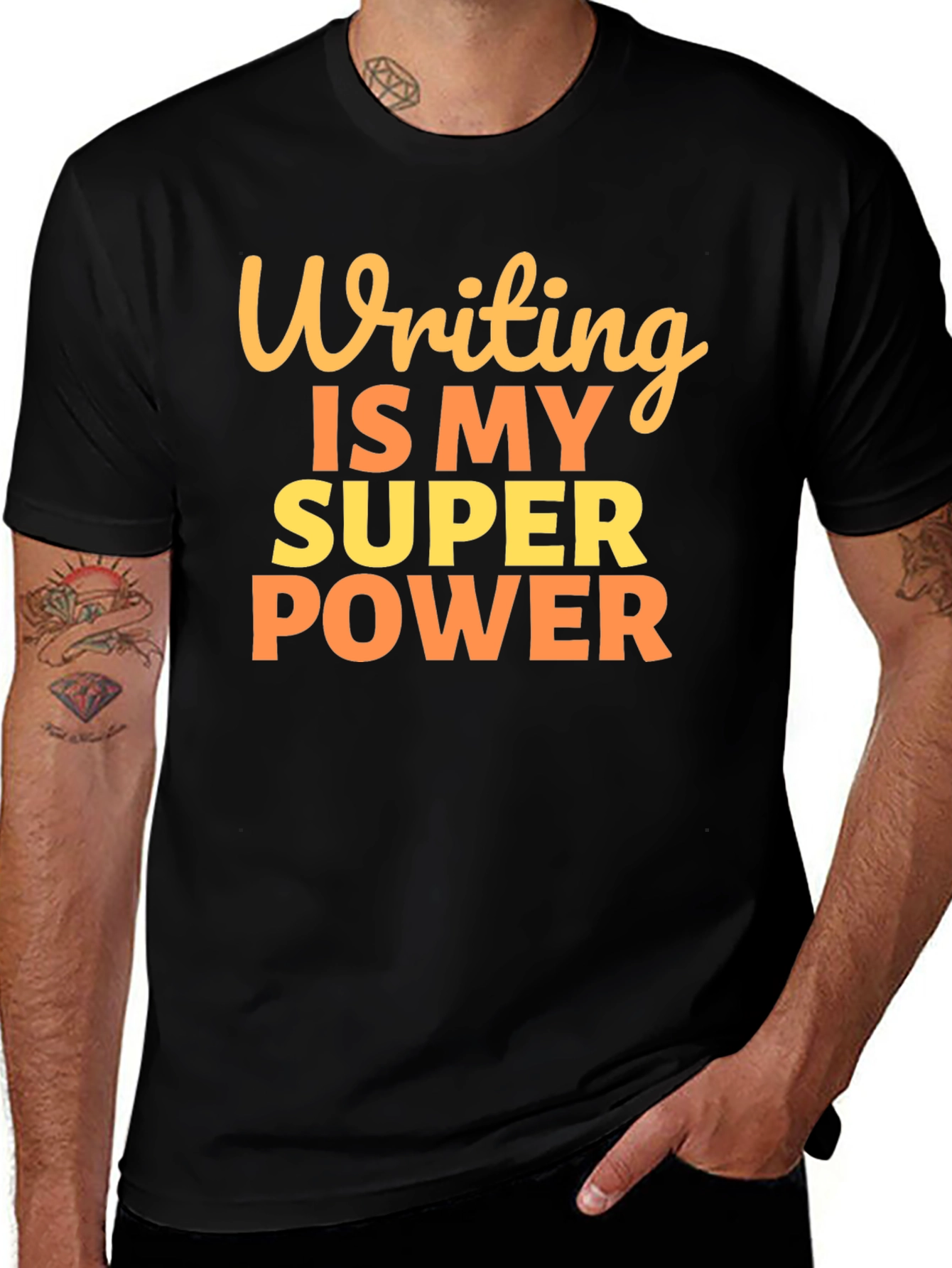 Variant 17 of Writing is My Super Power Graphic T-Shirt
