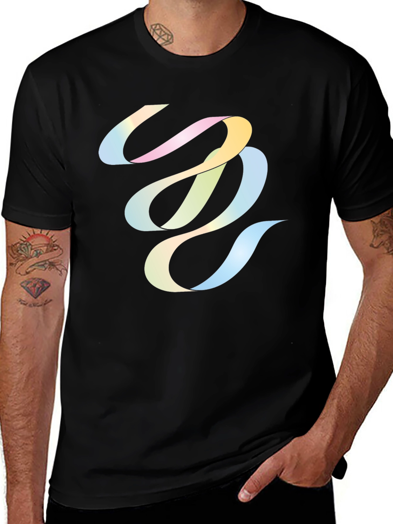 Variant 23 of Abstract Ribbon Graphic Black T-Shirt