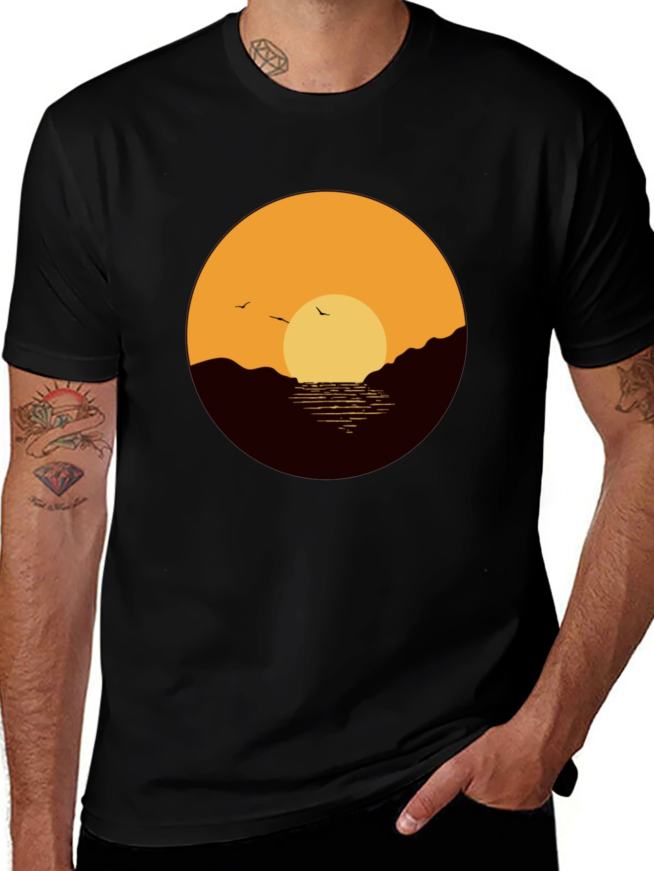 Variant 18 of Sunset Graphic Tee - Black Casual Shirt