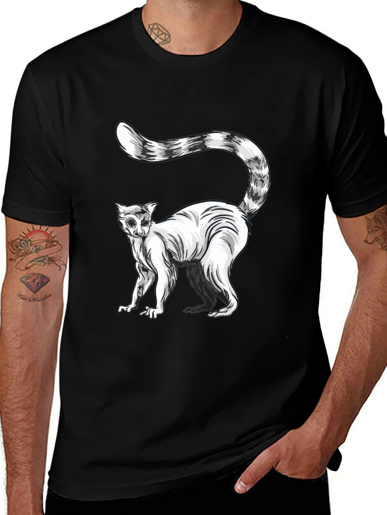 Variant 30 of Lemur Graphic T-Shirt - Striking Black Tee