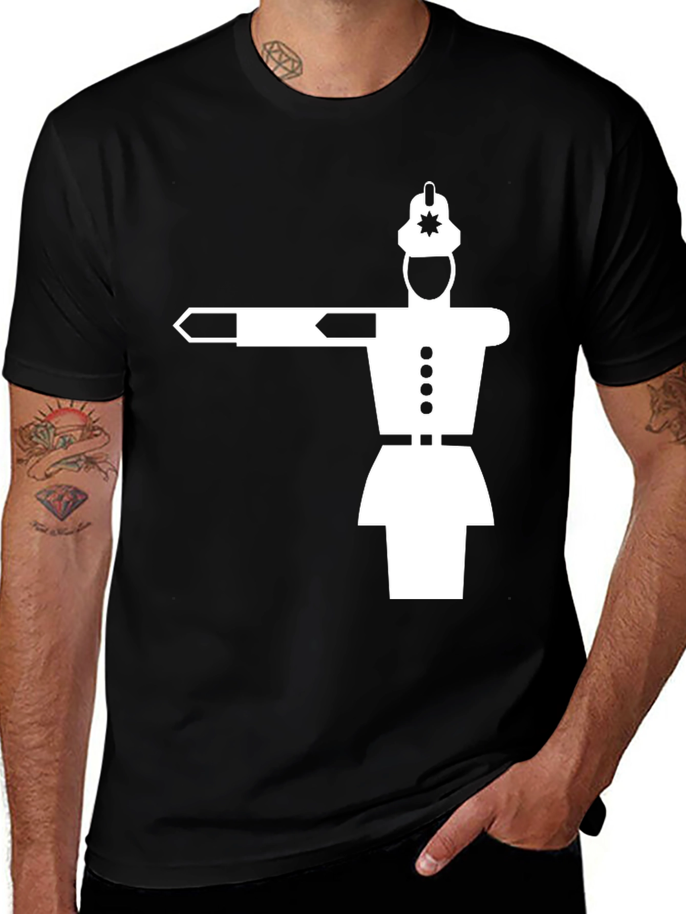 Variant 9 of Retro Traffic Cop T-Shirt - Black