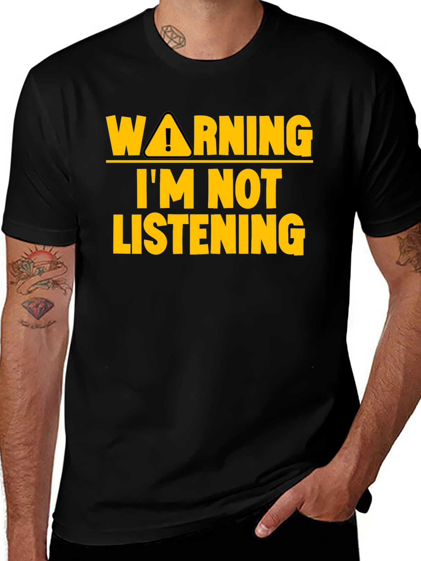 Variant 2 of Warning I'm Not Listening Men's Black T-Shirt