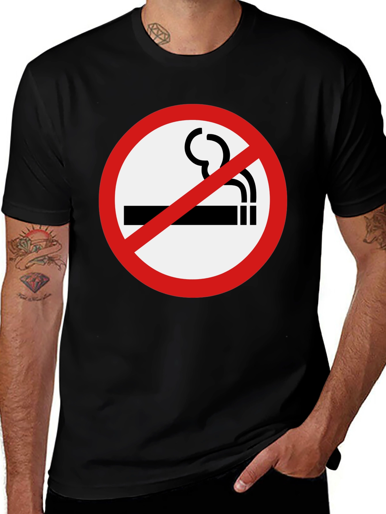 Variant 20 of No Smoking Graphic Tee - Stylish Black T-Shirt