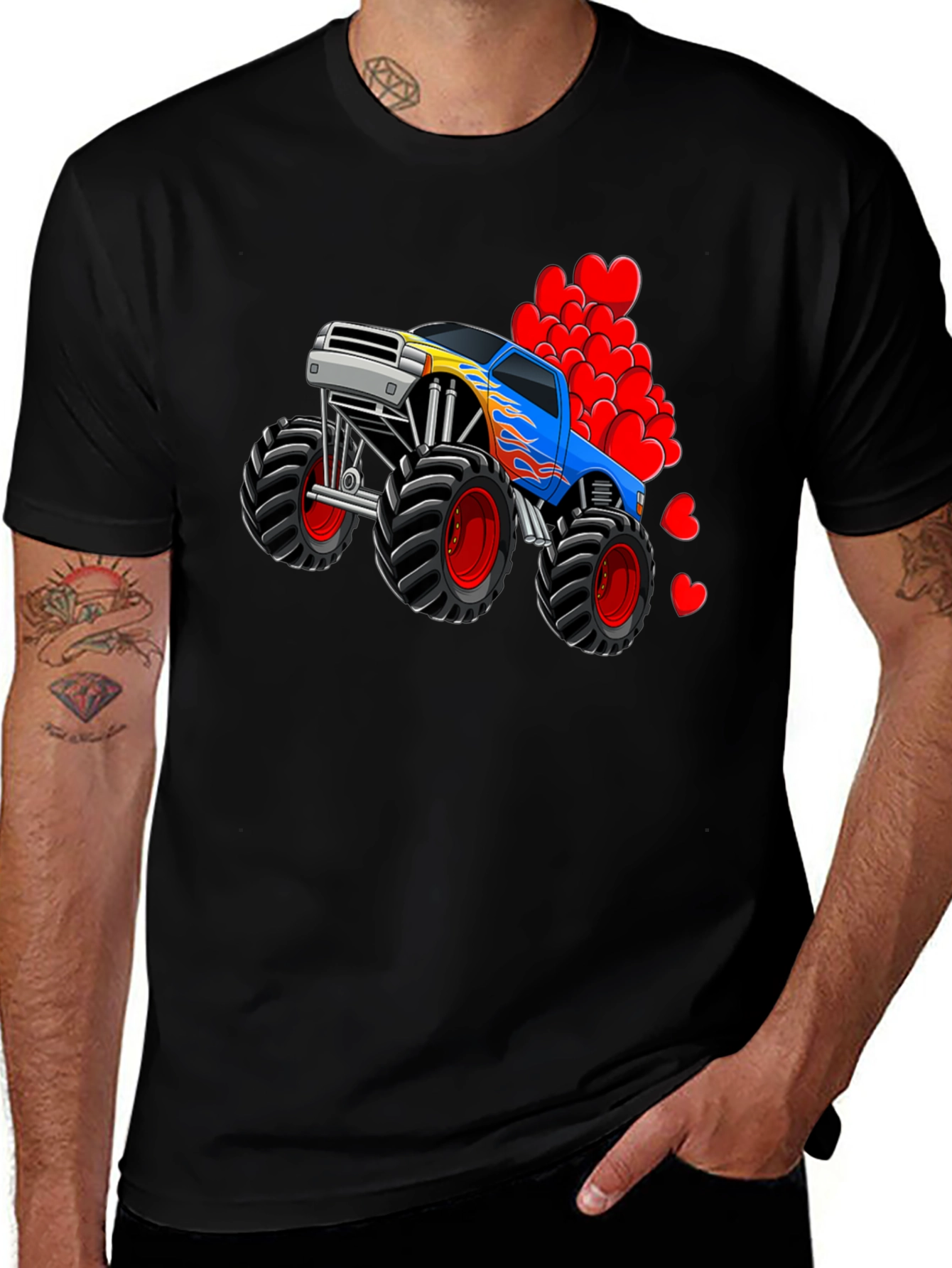 Black Monster Truck Valentine's Day T-Shirt main image