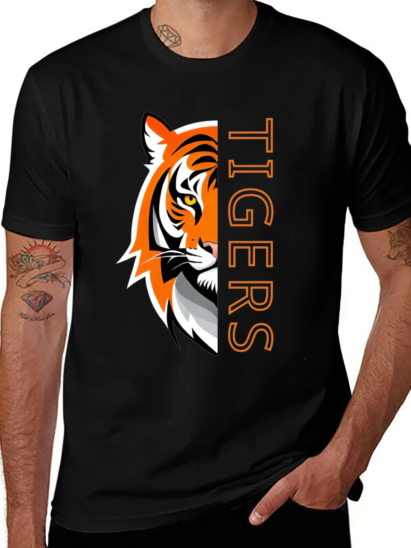 Variant 6 of Tigers Graphic Print Black T-Shirt