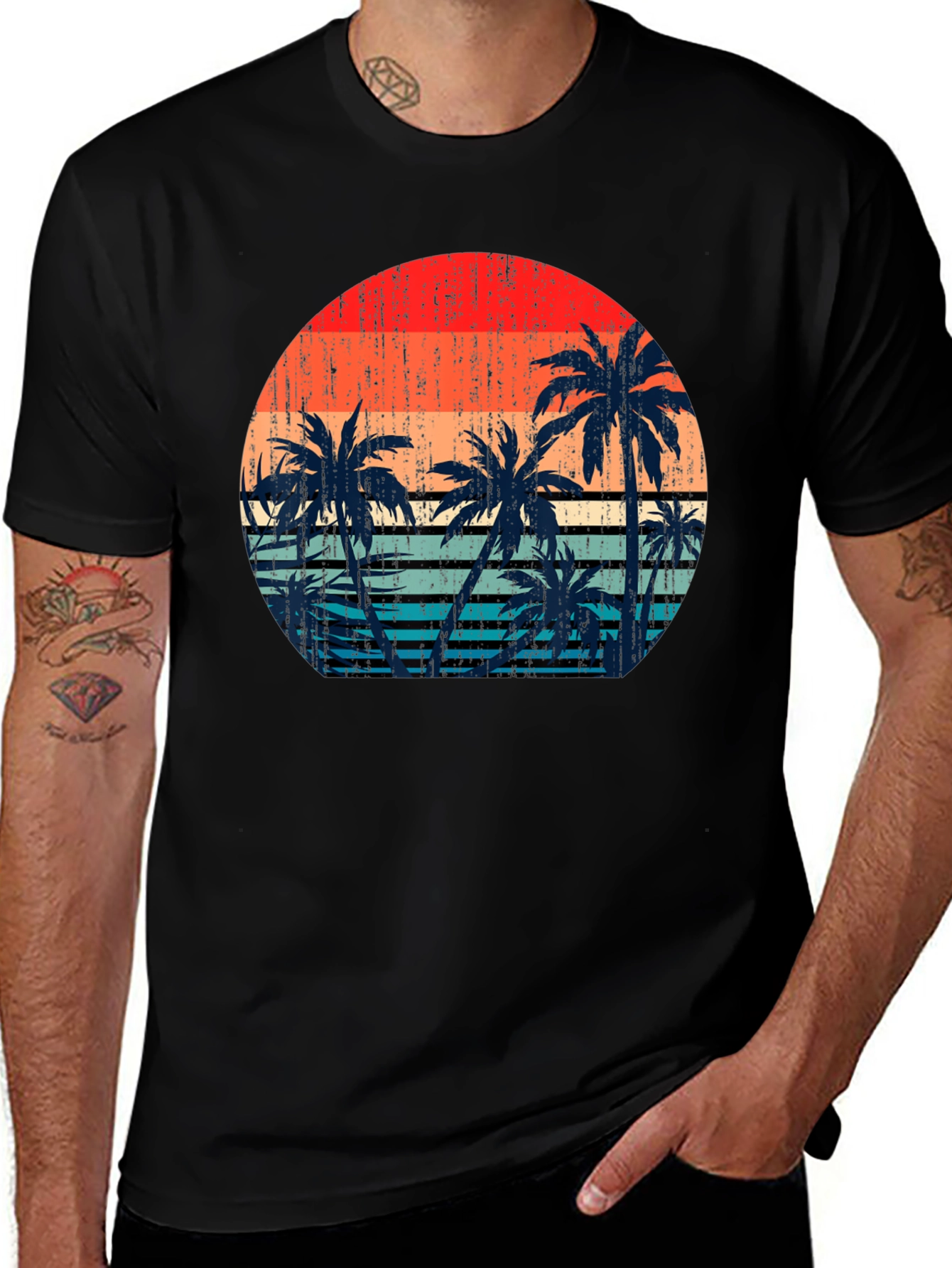 Variant 23 of Retro Sunset Palm Tree Graphic T-Shirt
