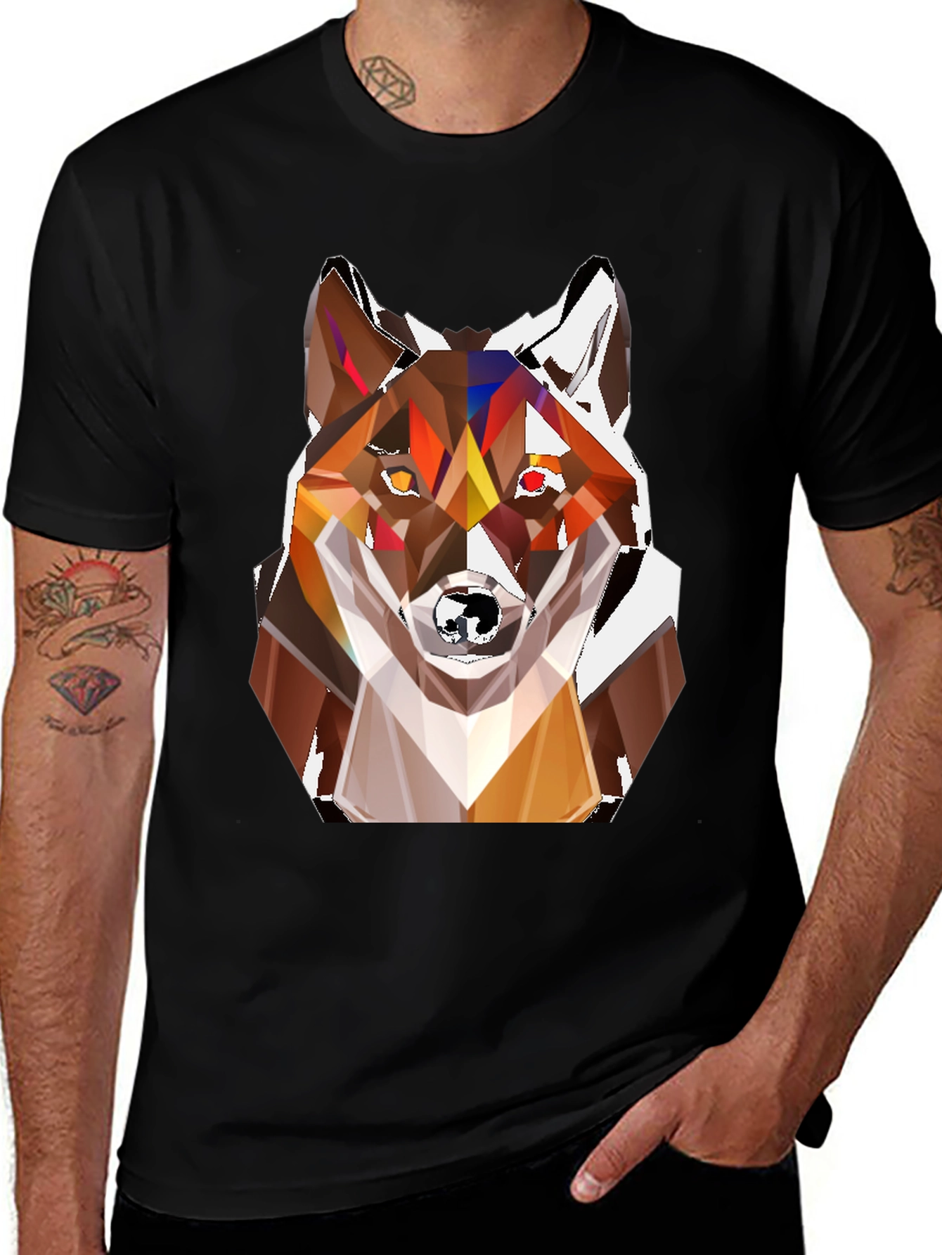 Variant 10 of Geometric Fox Head T-Shirt - Stylish Graphic Tee