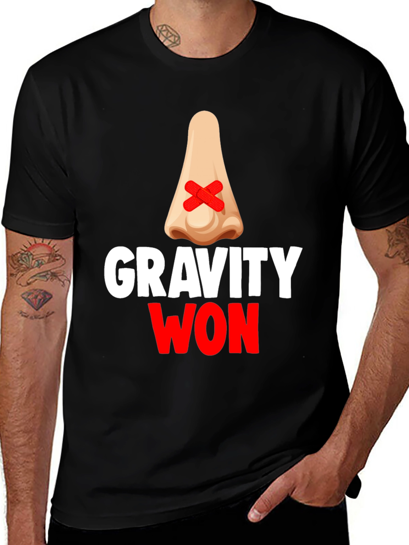 Variant 8 of Gravity Won Funny Broken Nose T-Shirt