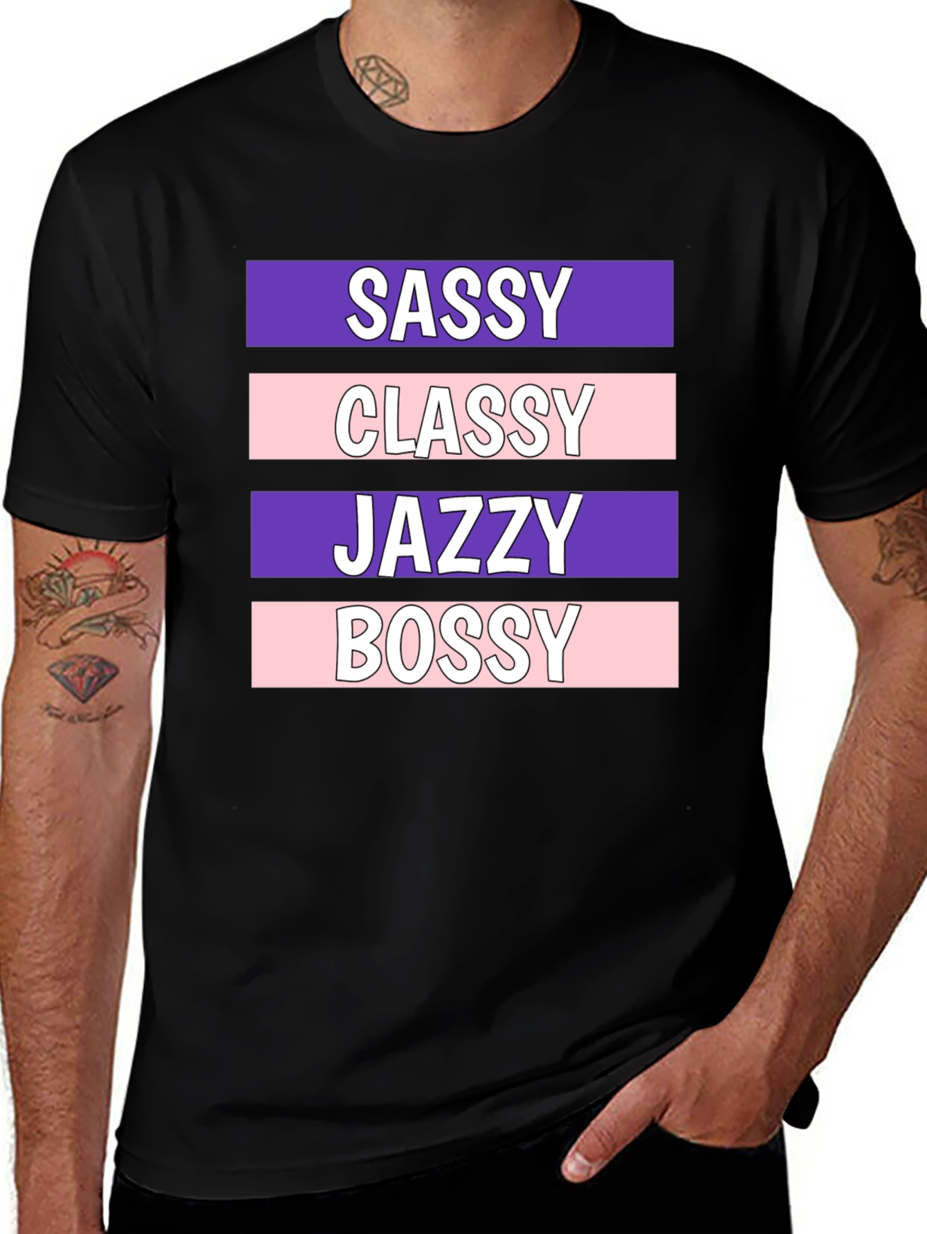 Variant 6 of Sassy Classy Jazzy Bossy Graphic Tee - Stylish Women's T-Shirt