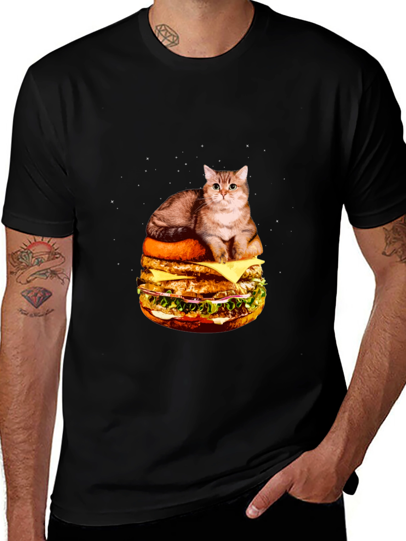 Variant 25 of Cat Burger T-Shirt - Funny Graphic Tee