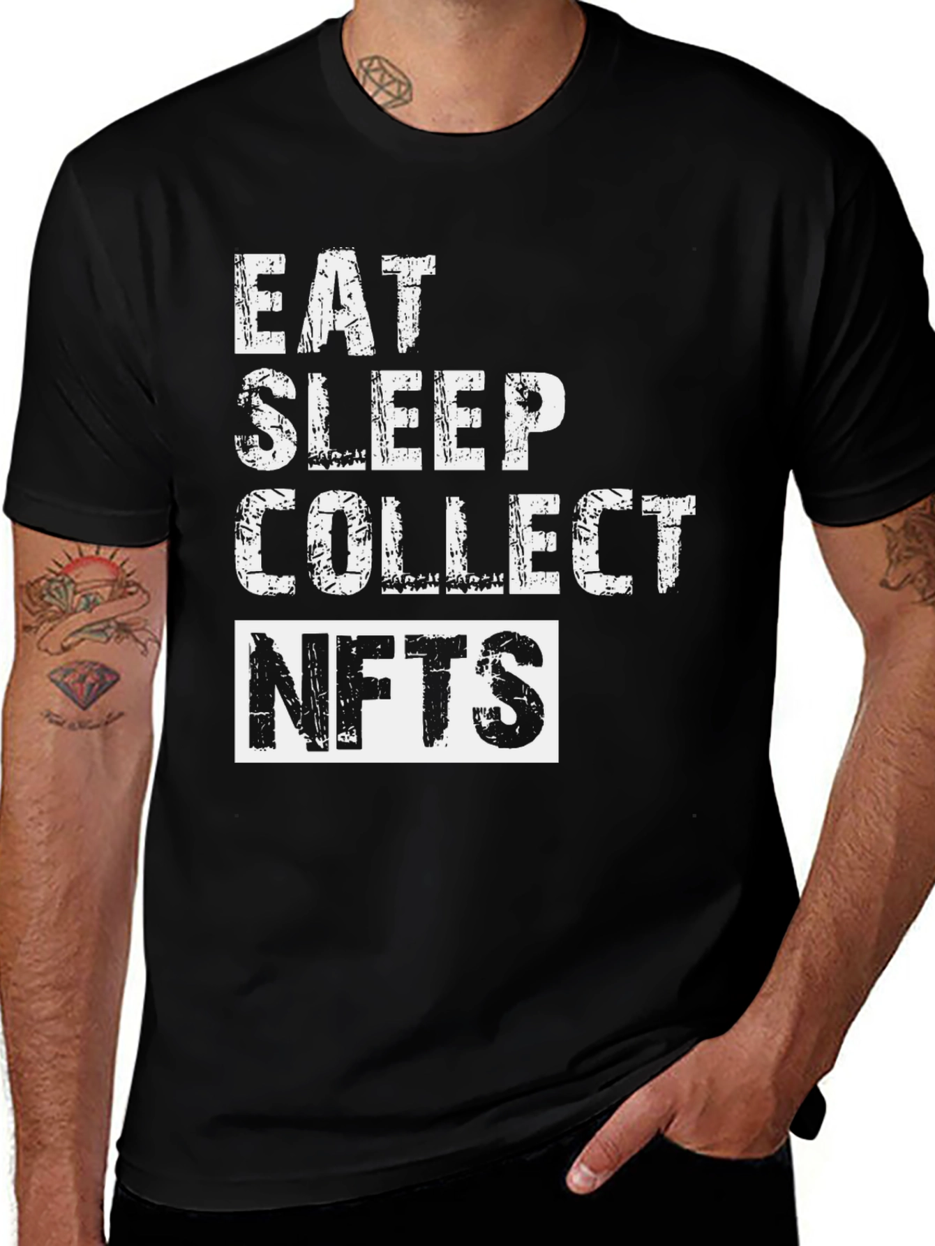 Variant 7 of Eat Sleep Collect NFTs - Black T-Shirt