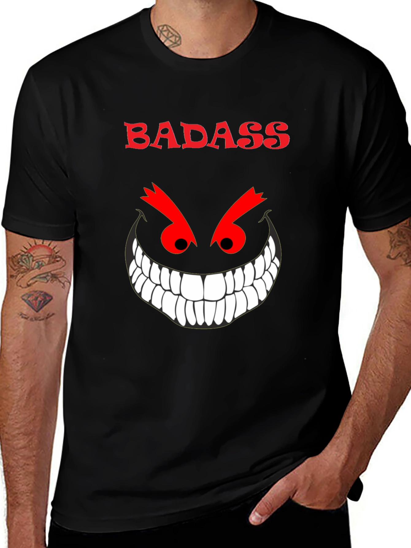 Variant 22 of Badass Grin Graphic Tee - Men's Black T-Shirt