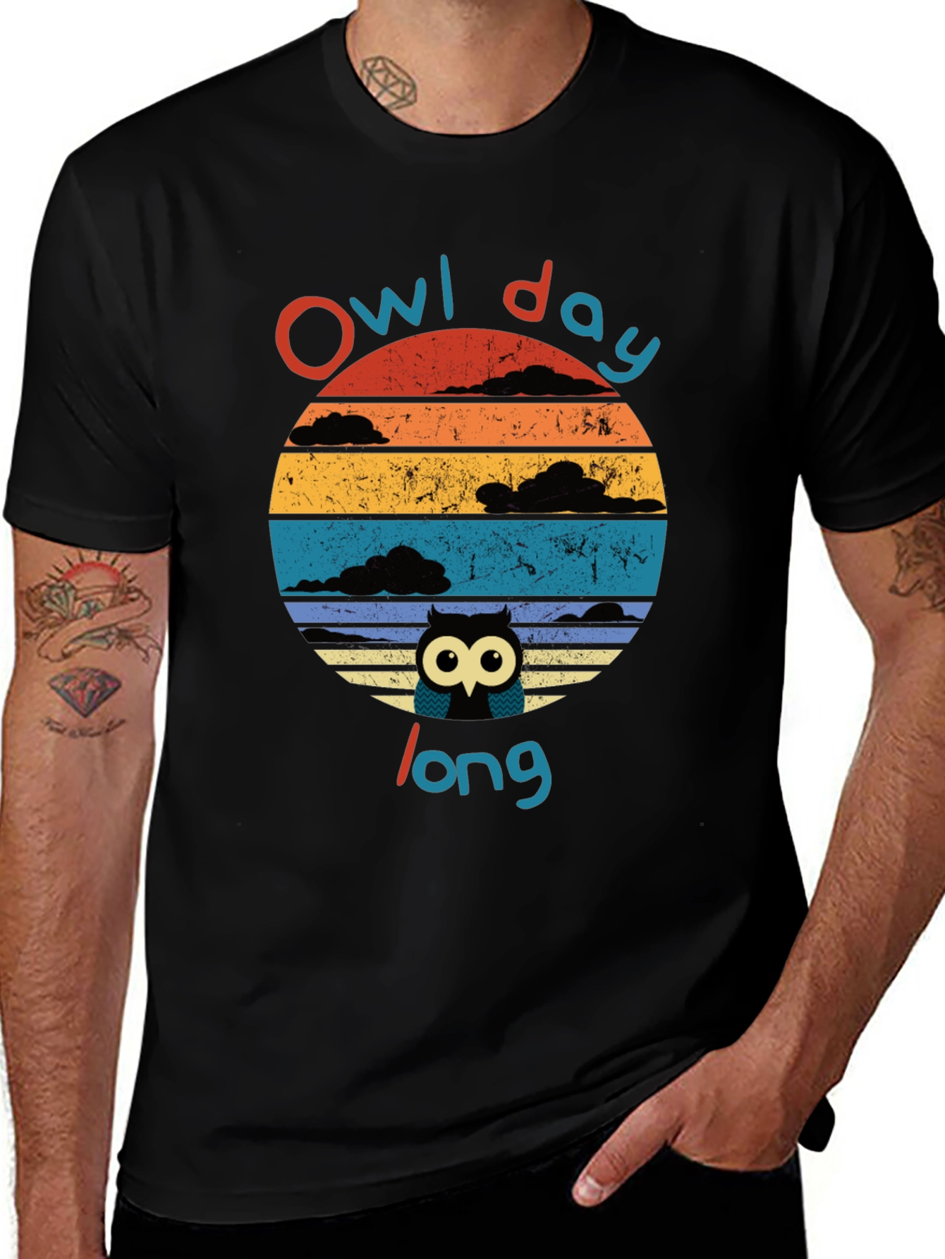 Variant 16 of Owl Day Long Graphic Tee - Black Unisex T-Shirt