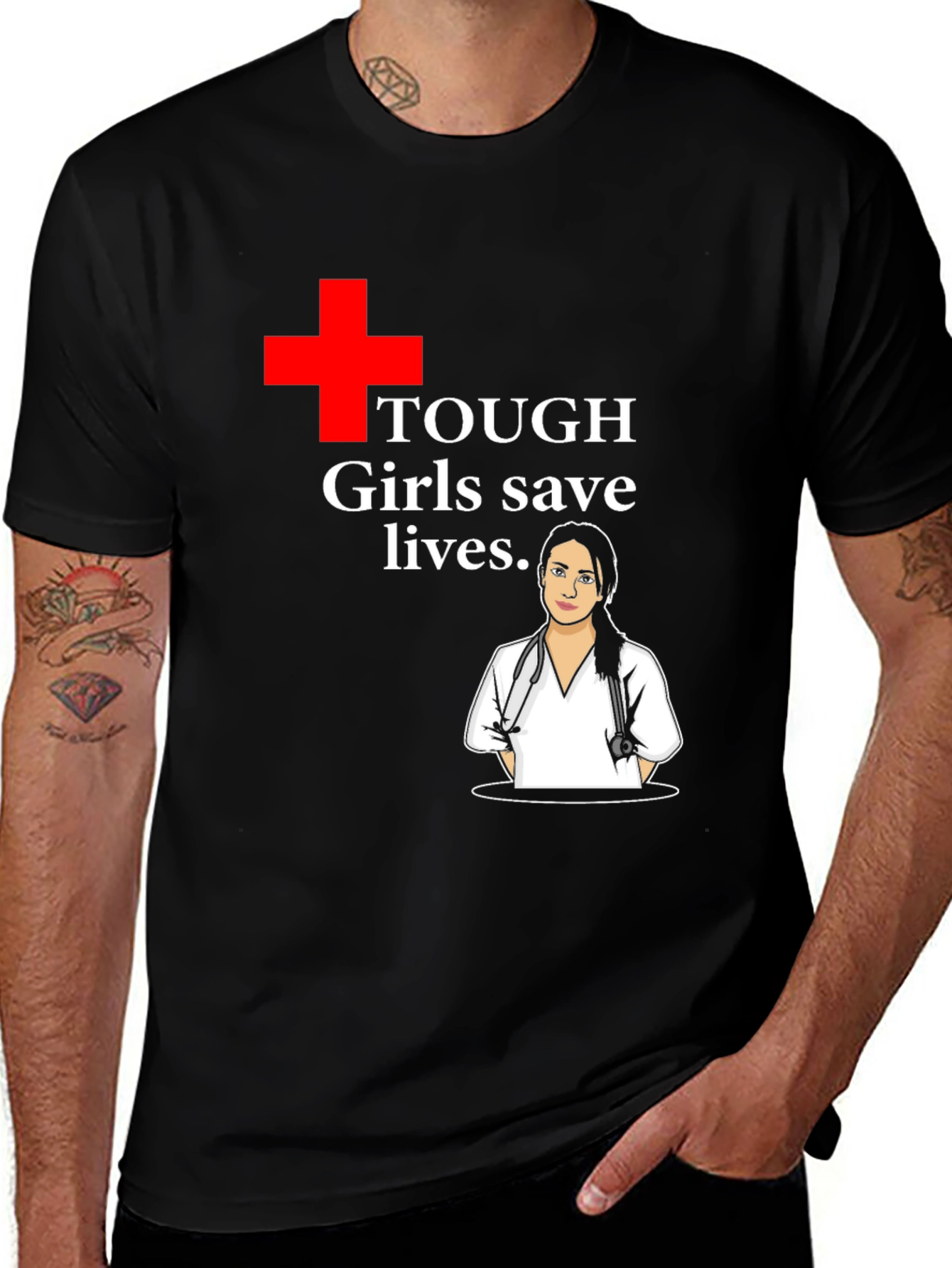 Variant 11 of Tough Girls Save Lives T-Shirt - Hero Nurse Tee