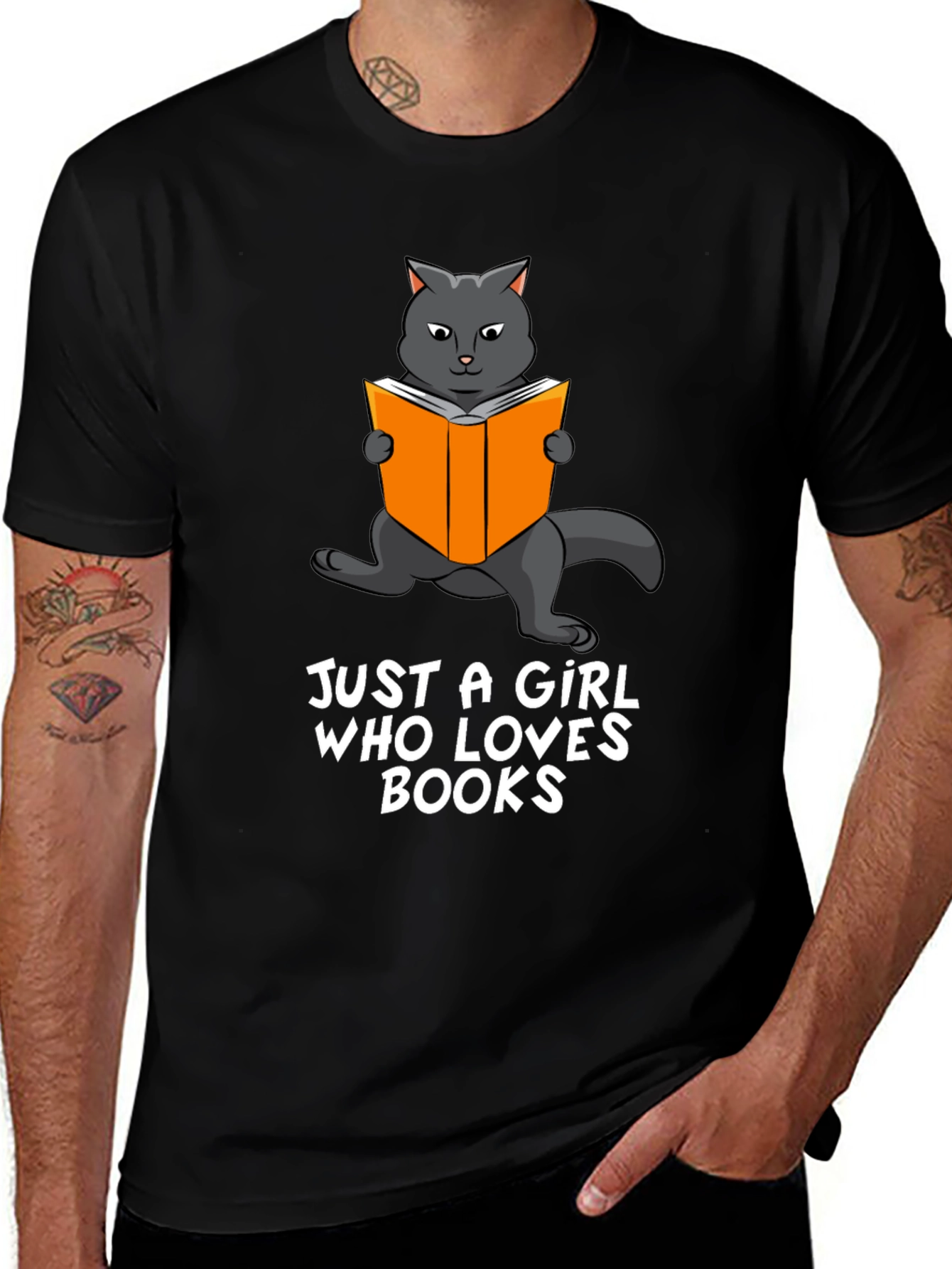 Variant 26 of Cat Reading Book Graphic T-Shirt