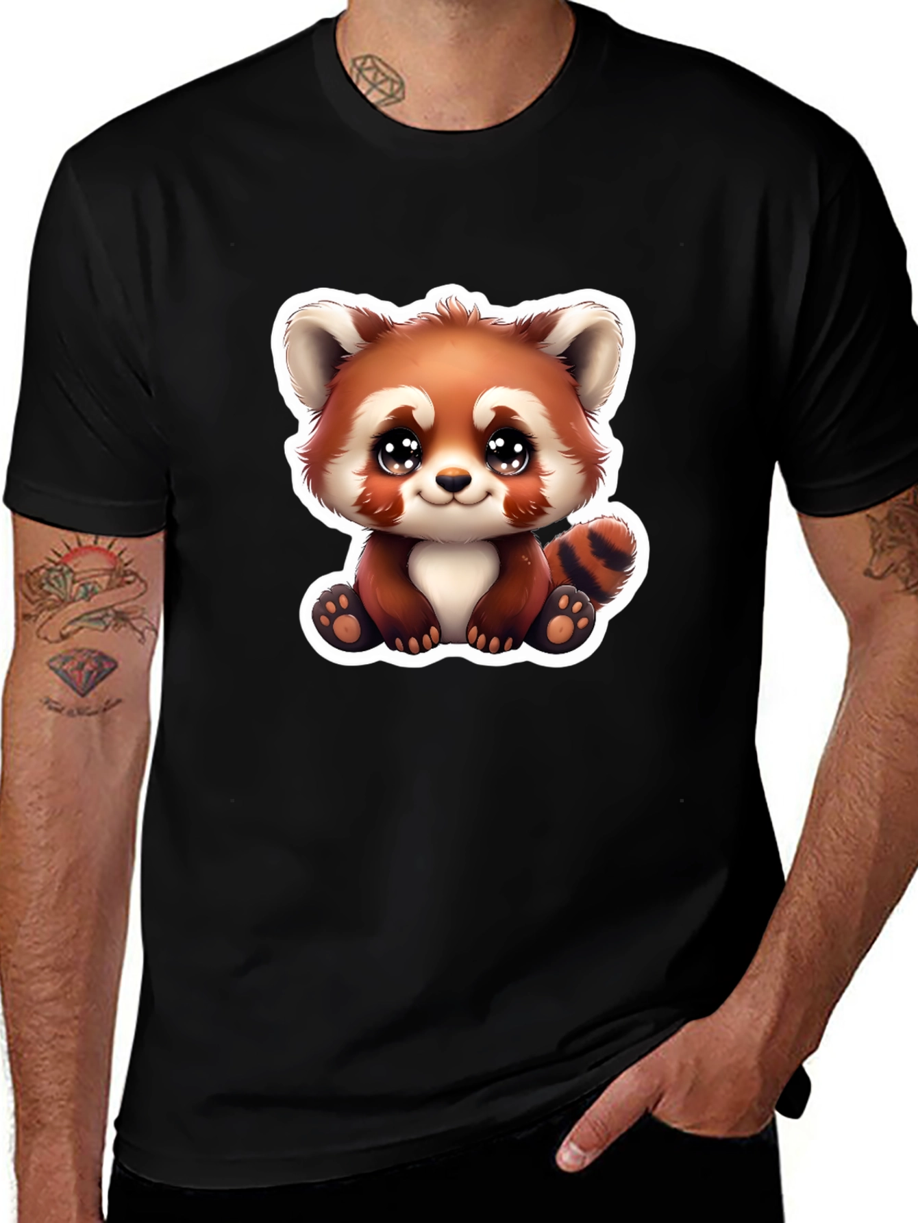 Variant 16 of Cute Red Panda Graphic Tee - Soft Cotton Black T-Shirt