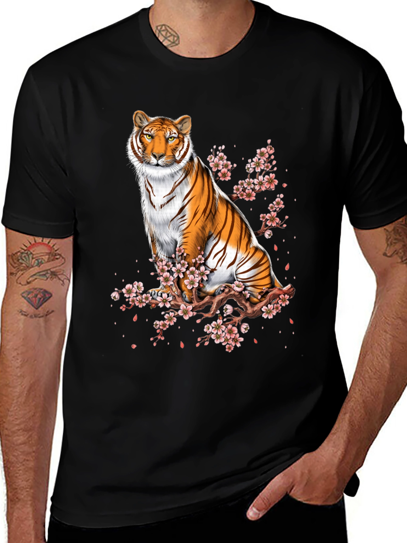 Variant 24 of Tiger and Cherry Blossom Graphic Tee
