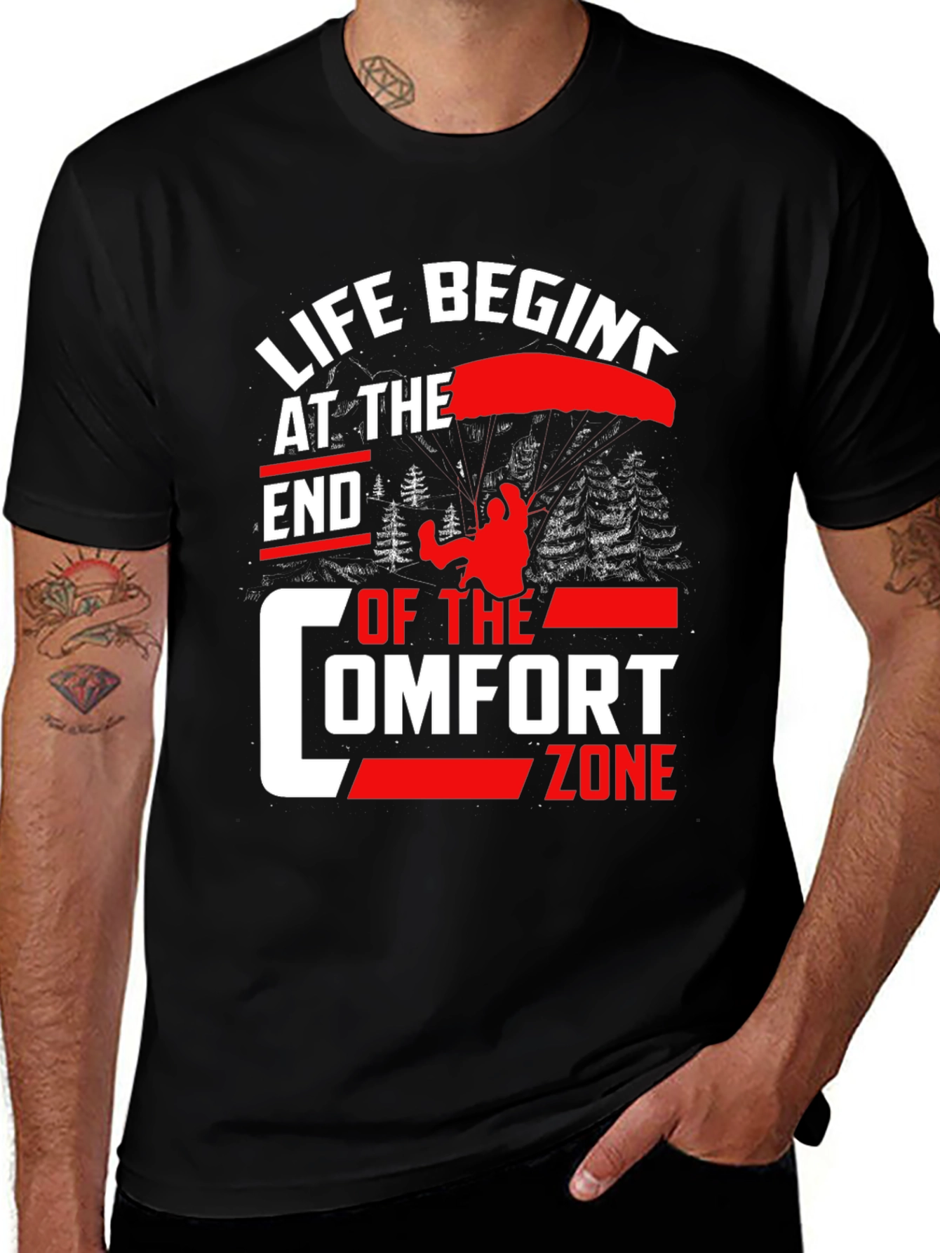 Variant 3 of Life Begins at the End of Comfort Zone T-Shirt
