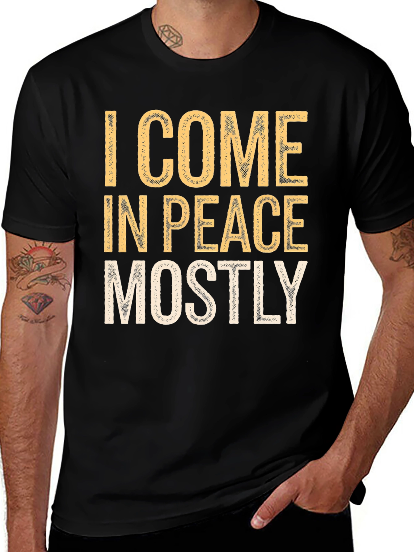 Variant 23 of I Come in Peace Mostly Graphic T-Shirt