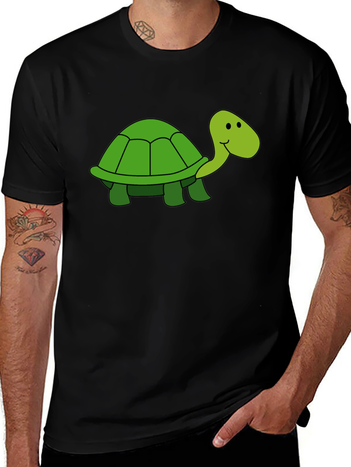 Variant 19 of Turtle Graphic T-Shirt - Casual Black Tee