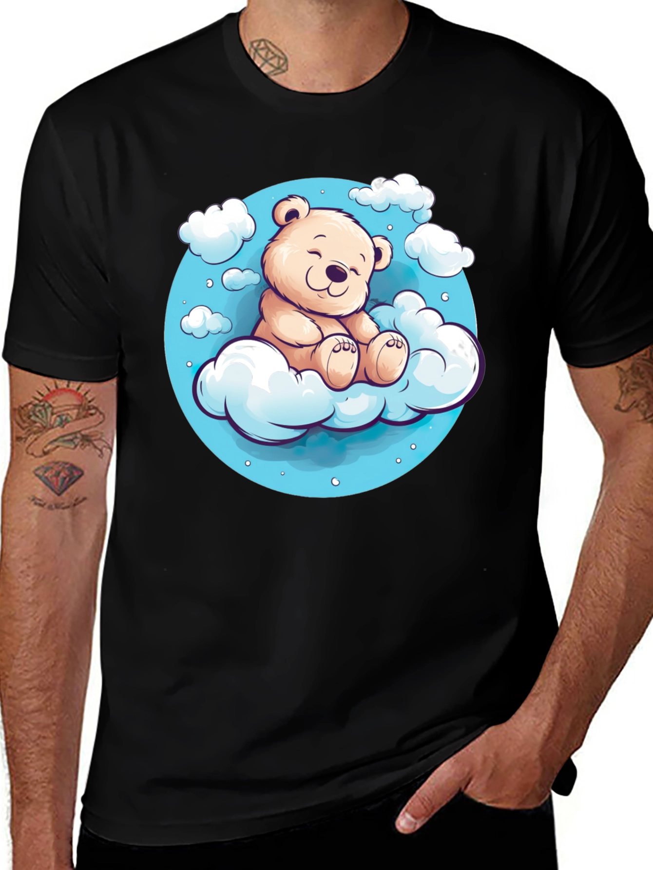 Variant 13 of Dreamy Teddy Bear Cloud T-Shirt - Soft Cotton Comfort