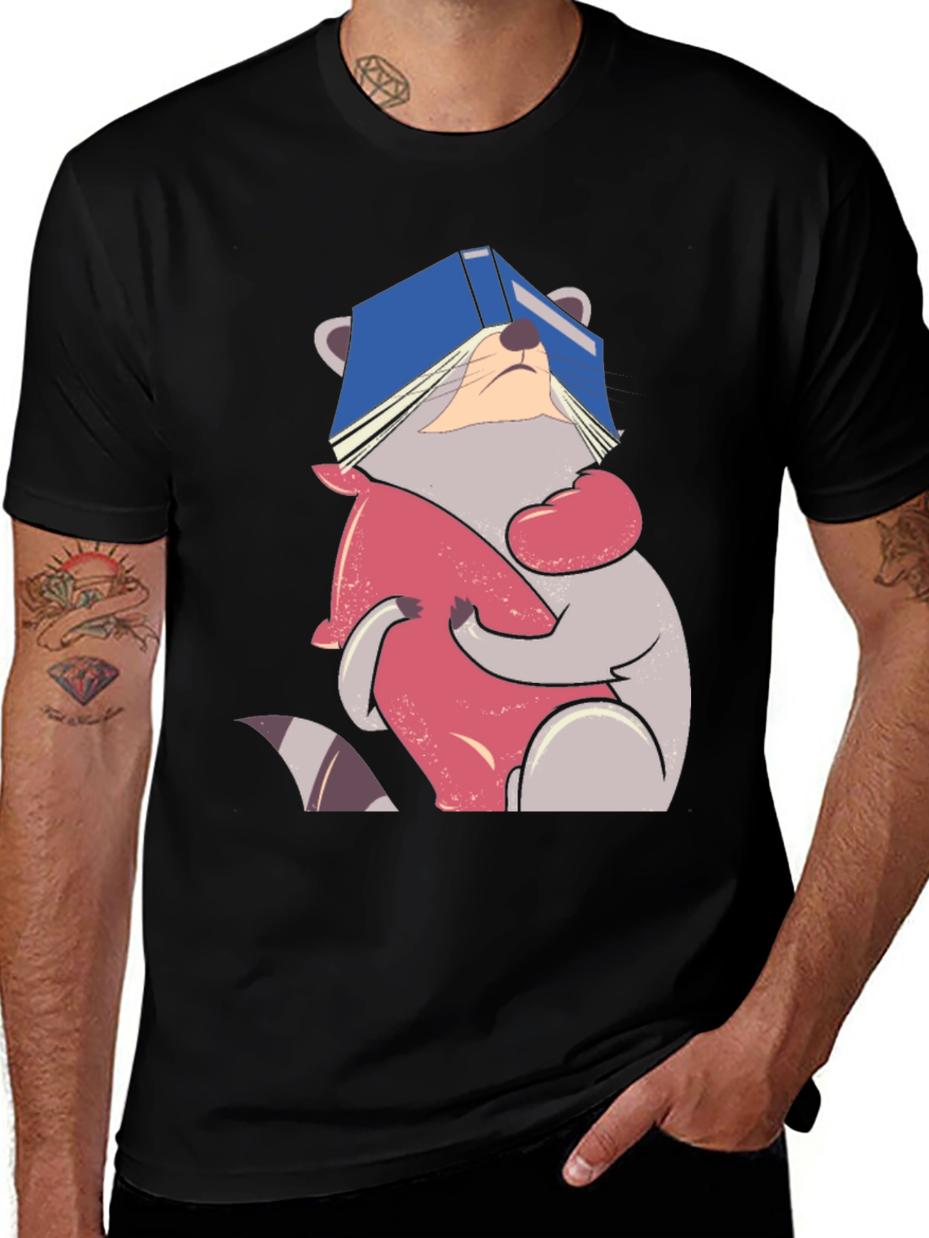 Raccoon Reading Book T-Shirt