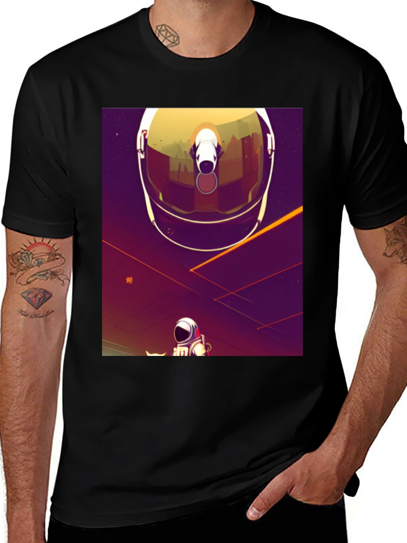 Variant 16 of Astronaut Graphic Black T-Shirt