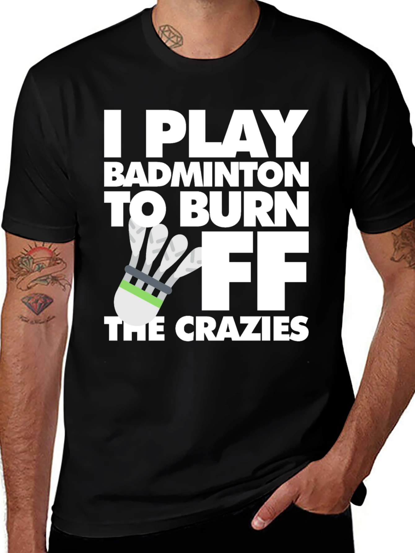 Variant 23 of Badminton Burnout Tee - Crazy Fitness Fun