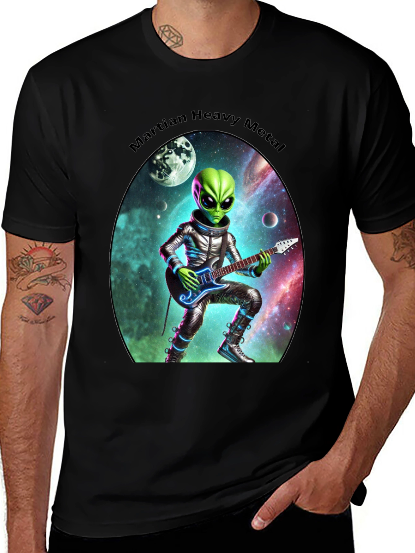 Variant 12 of Martian Heavy Metal T-Shirt Alien Guitarist
