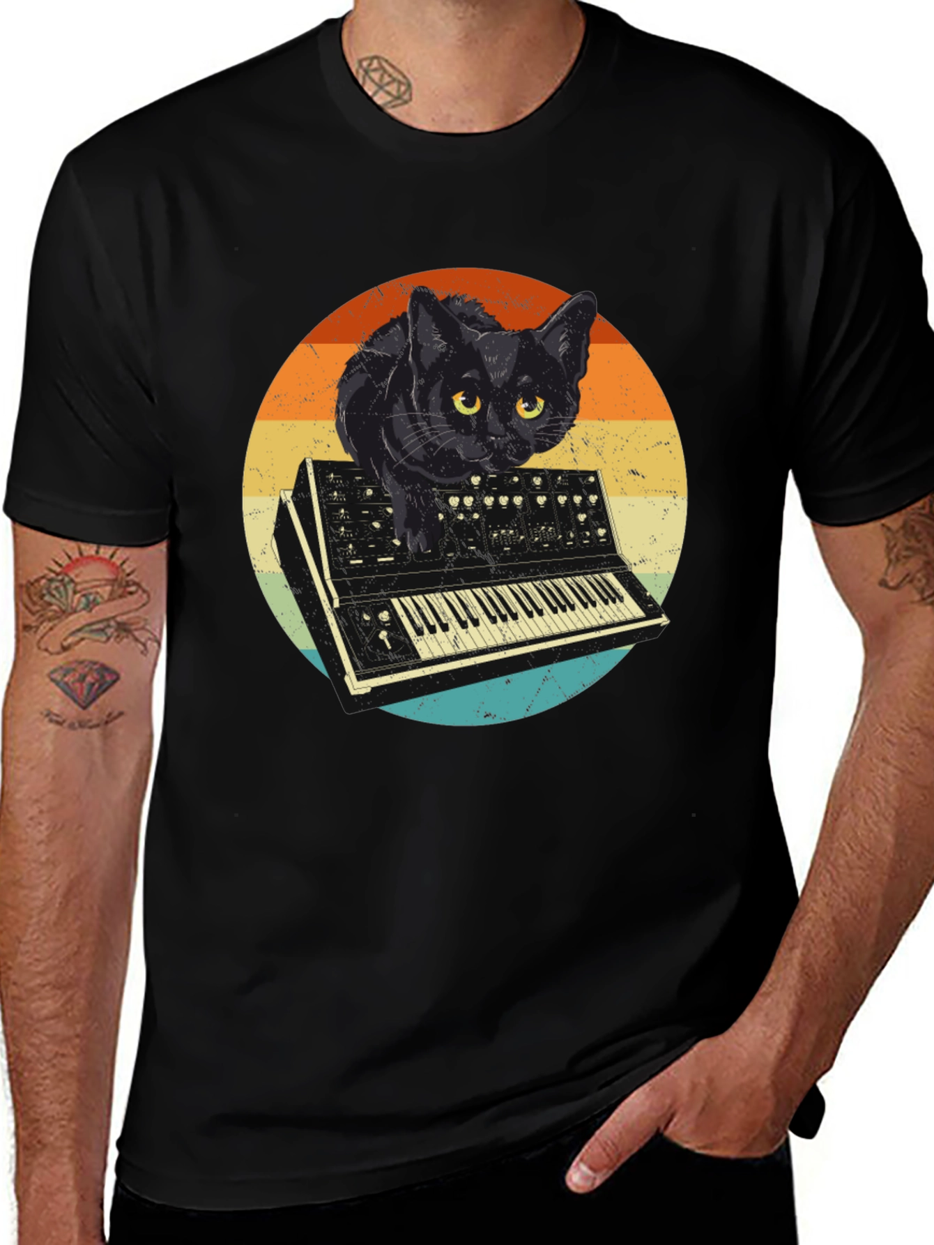 Variant 16 of Cat on Keyboard T-Shirt - Retro Style
