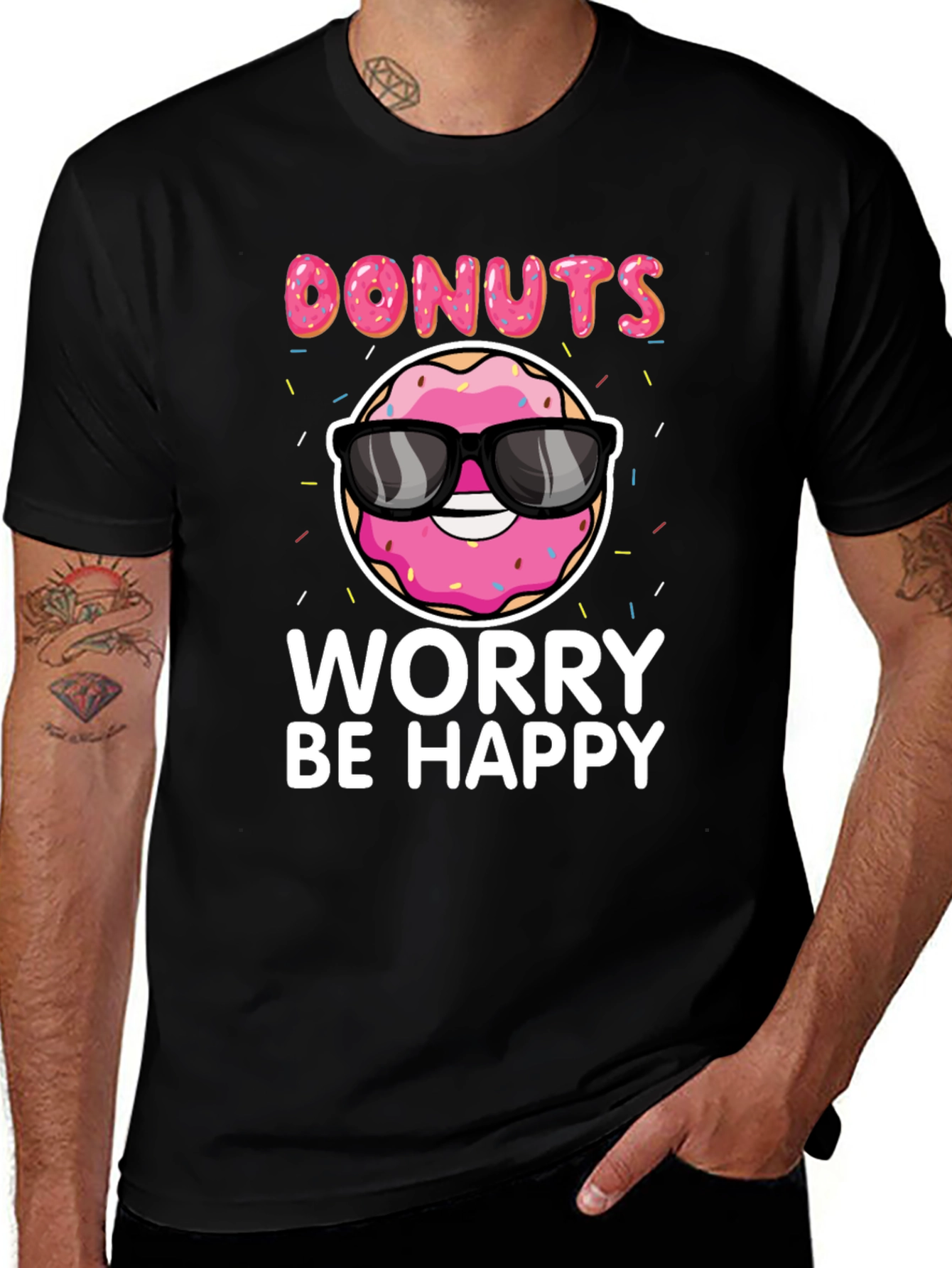 Variant 3 of Donut Worry Be Happy Graphic T-Shirt