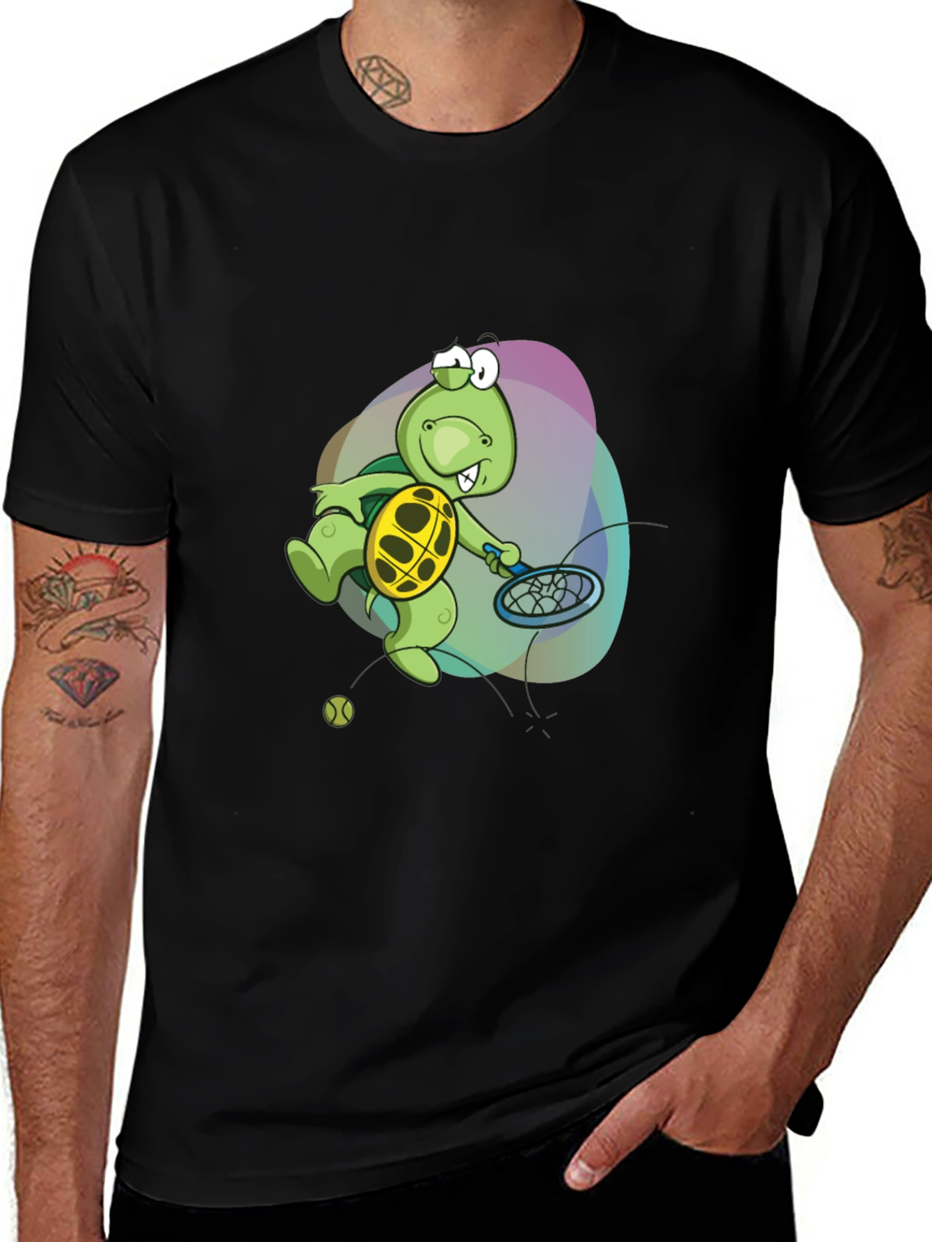 Variant 10 of Turtle Tennis T-Shirt - Fun Cartoon Graphic Tee